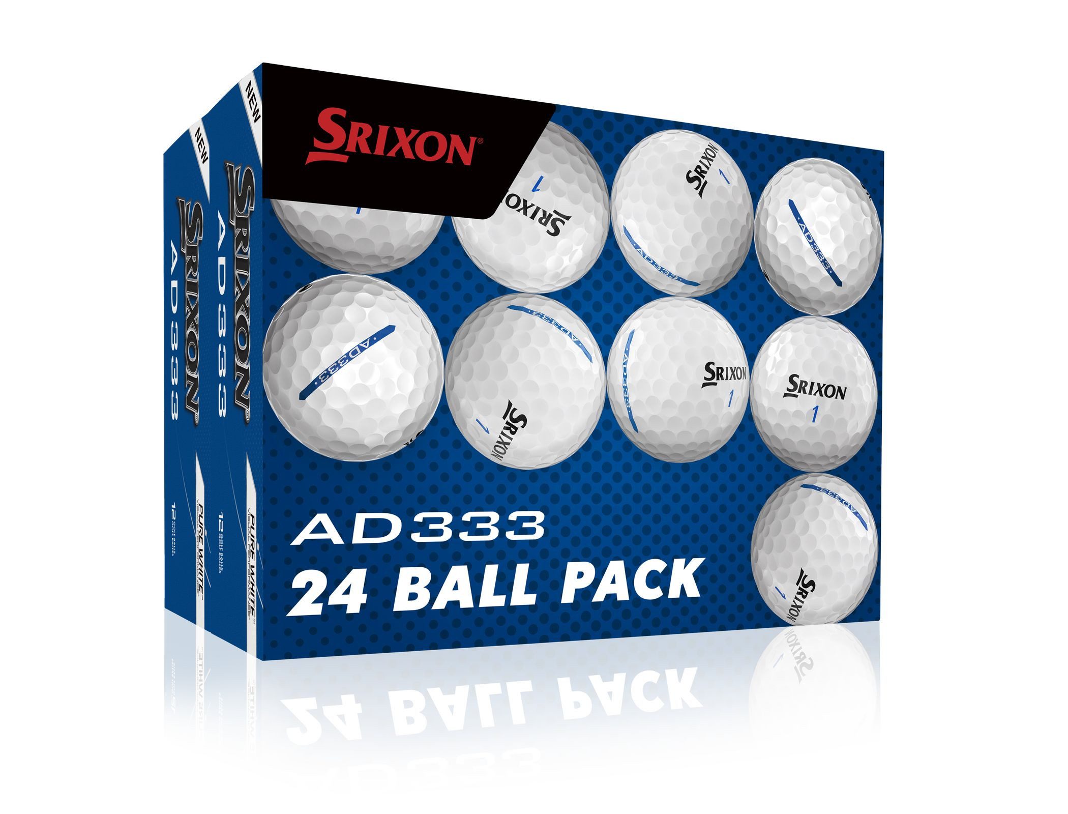 Srixon Golfball Srixon AD333 Golfball DoppelPack, Pure White I 24 Bälle / 2 Dutzend, Premium-Golfball