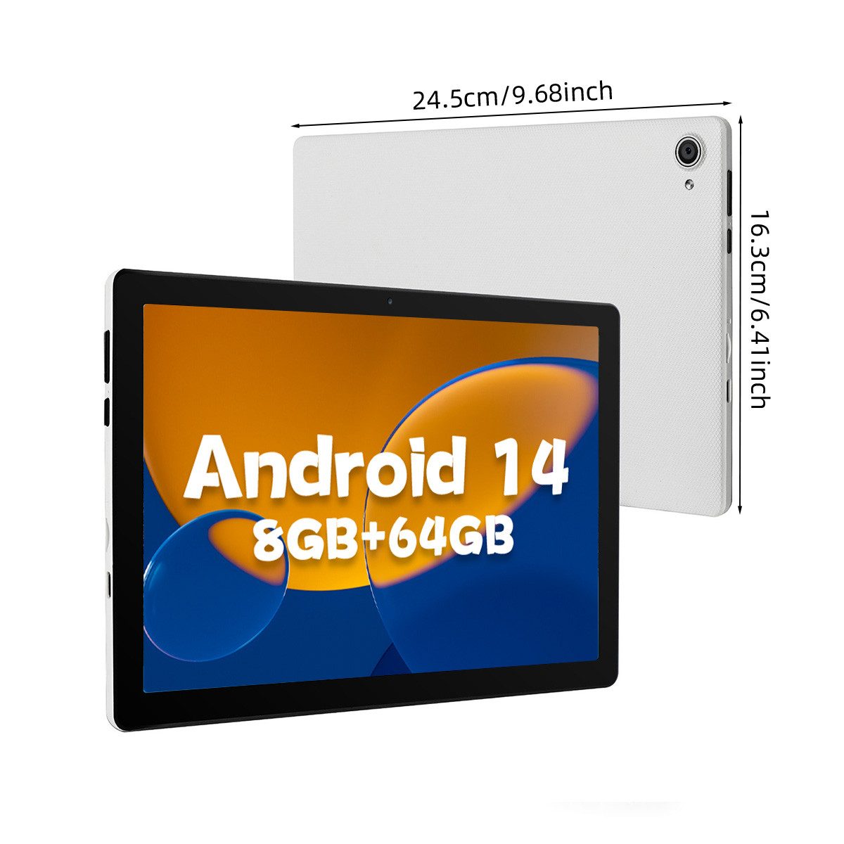 Happybe 10,1 Zoll 64GB, Android 14, HD 1280x800, mit Tastatur, Maus und Stylus Tablet (10", 64 GB, Android, WiFi6, Android 14, 8GB RAM, Widevine L1, Komplettset mit Tastatur/Stift/Maus)