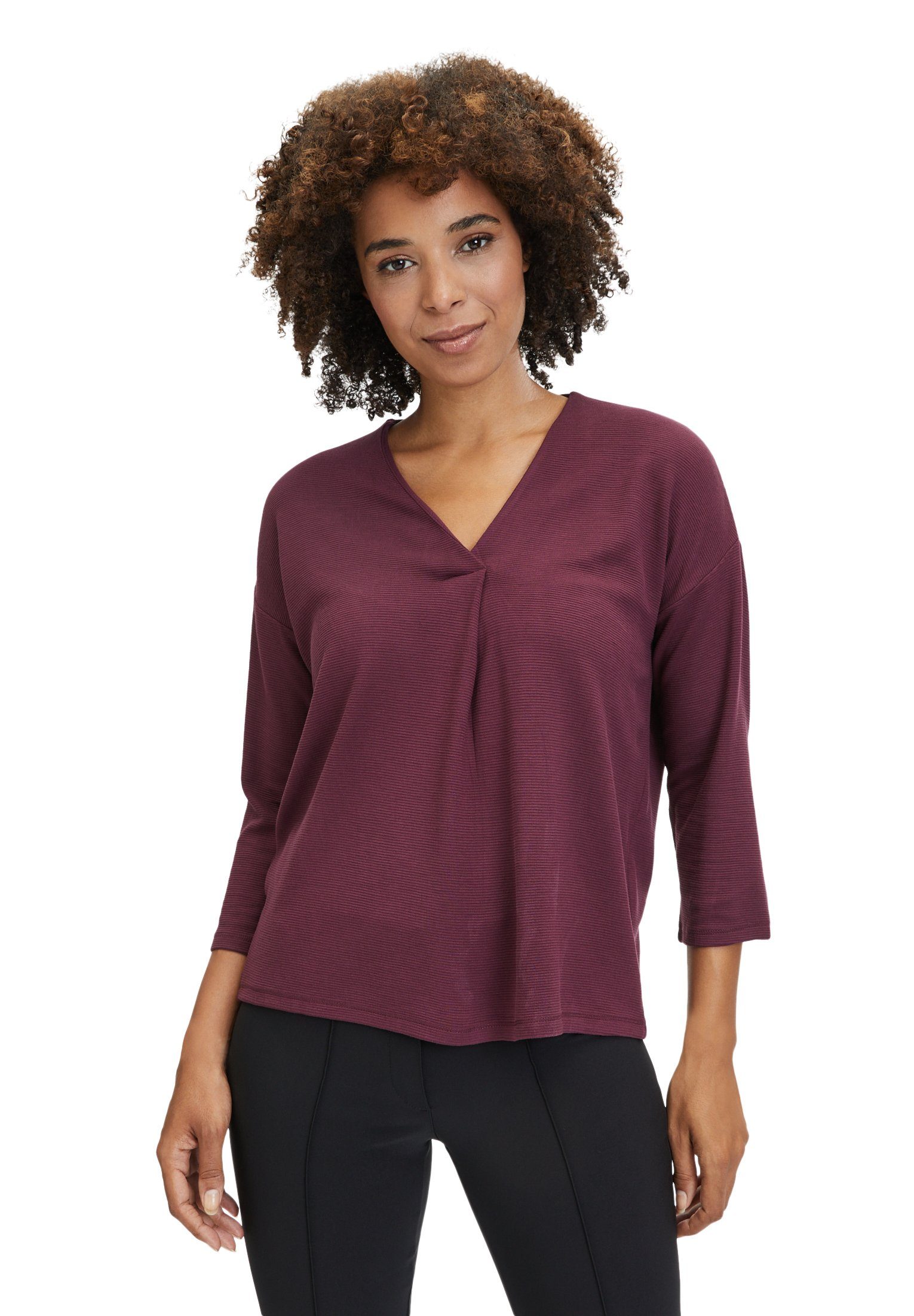 Betty Barclay T-Shirt mit V-Ausschnitt (1-tlg) Material Dark Aubergine