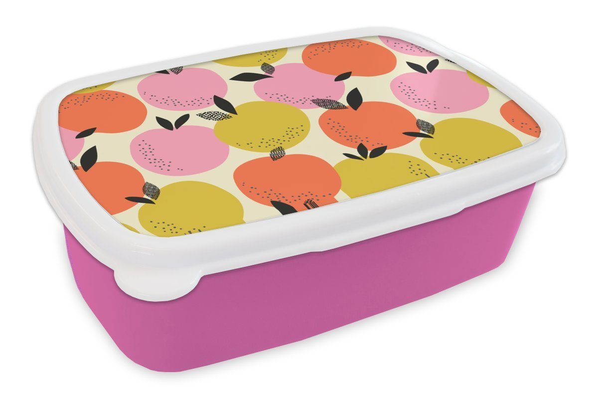 MuchoWow Lunchbox Orange - Sommer - Muster, Kunststoff, (2-tlg), Brotbox für Erwachsene, Brotdose Kinder, Snackbox, Mädchen, Kunststoff rosa