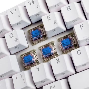 Ducky ONE 2 Mini Gaming-Tastatur (MX-Blue, PBT Kappen, deutsches Layout QWERTZ, RGB LED, TKL-Mini, USB, Weiß)