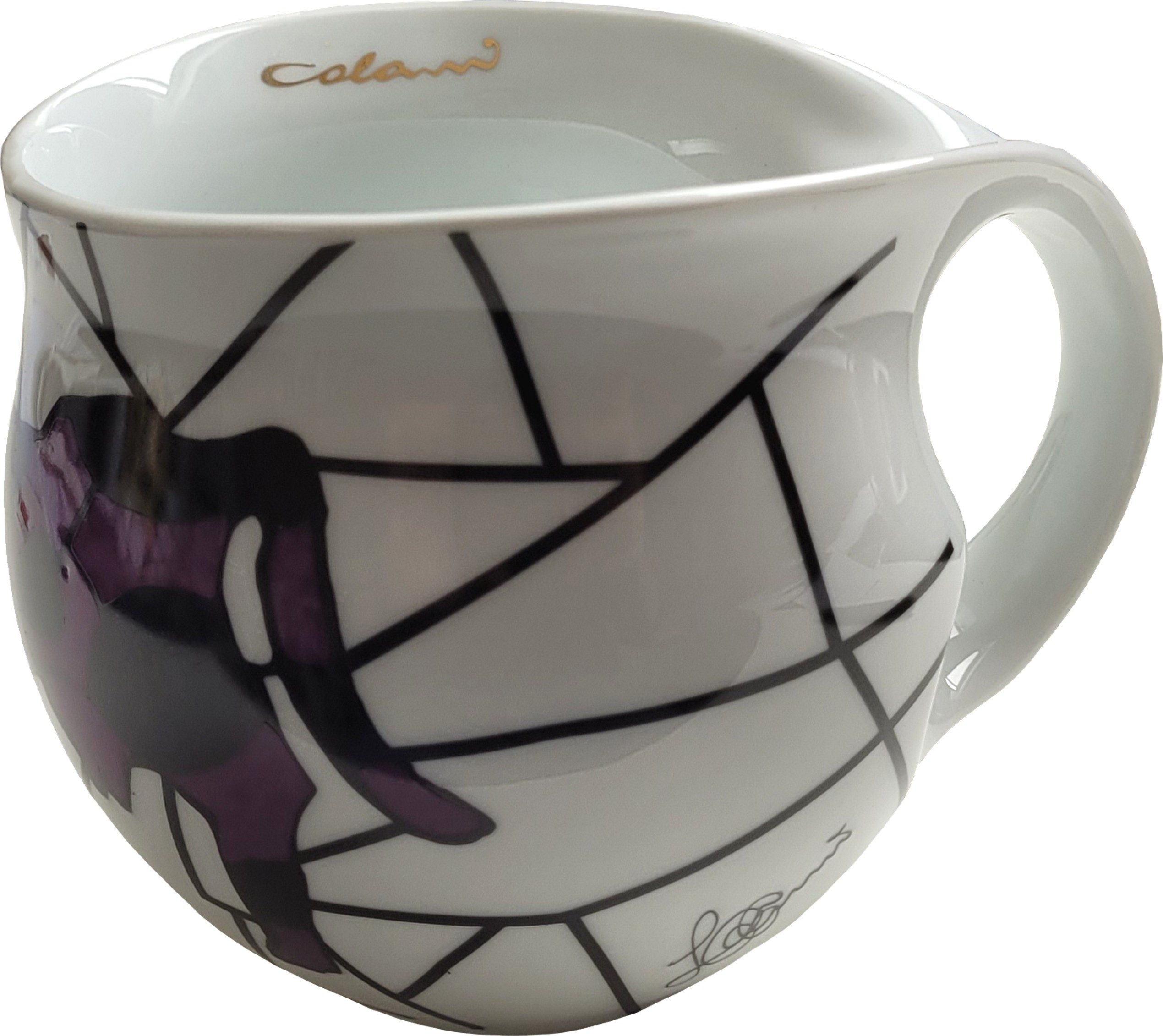Colani Tasse Colani Jumbotasse Kaffeebecher XXL Tasse Cow Violet Schwarz 600 ml, 1-tlg., Porzellan, im Geschenkkarton