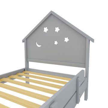 MODFU Kinderbett Stern-Mond-Muster, Hochbettdesign 90*200 cm (90*200 cm), ohne Matratze