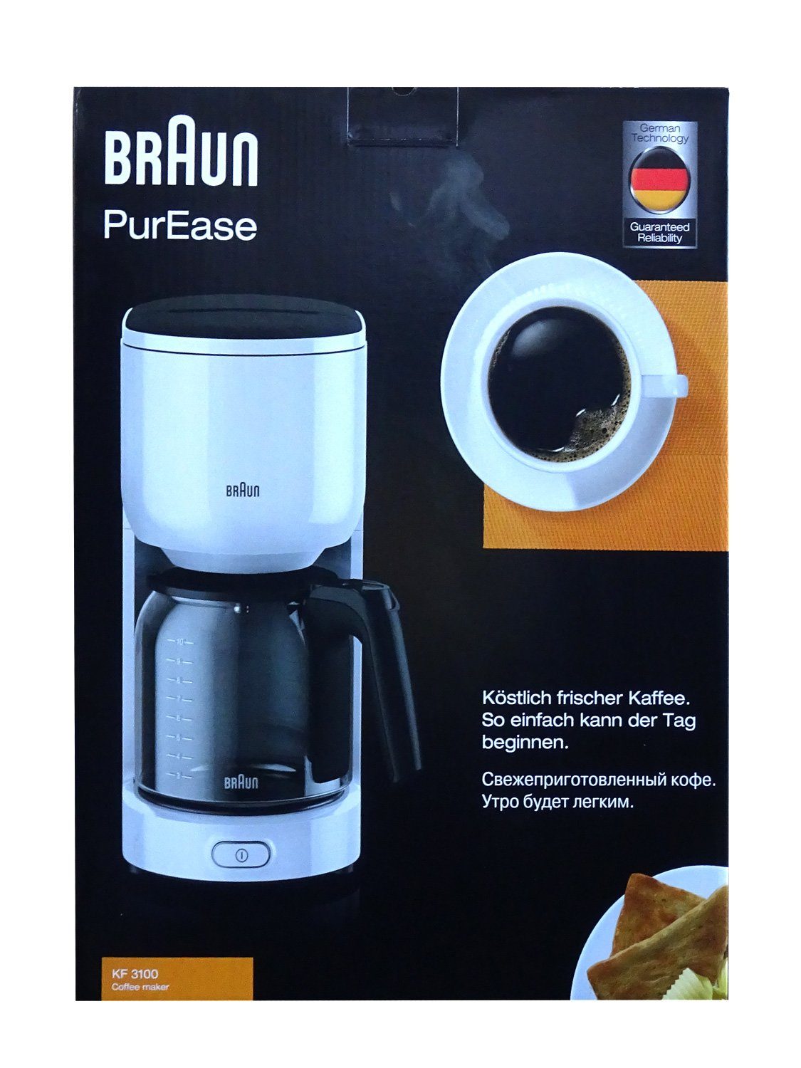 Braun Filterkaffeemaschine KF 3100 WH PurEase - Filterkaffeemaschine - weiß,  Leistung: 1000 Watt