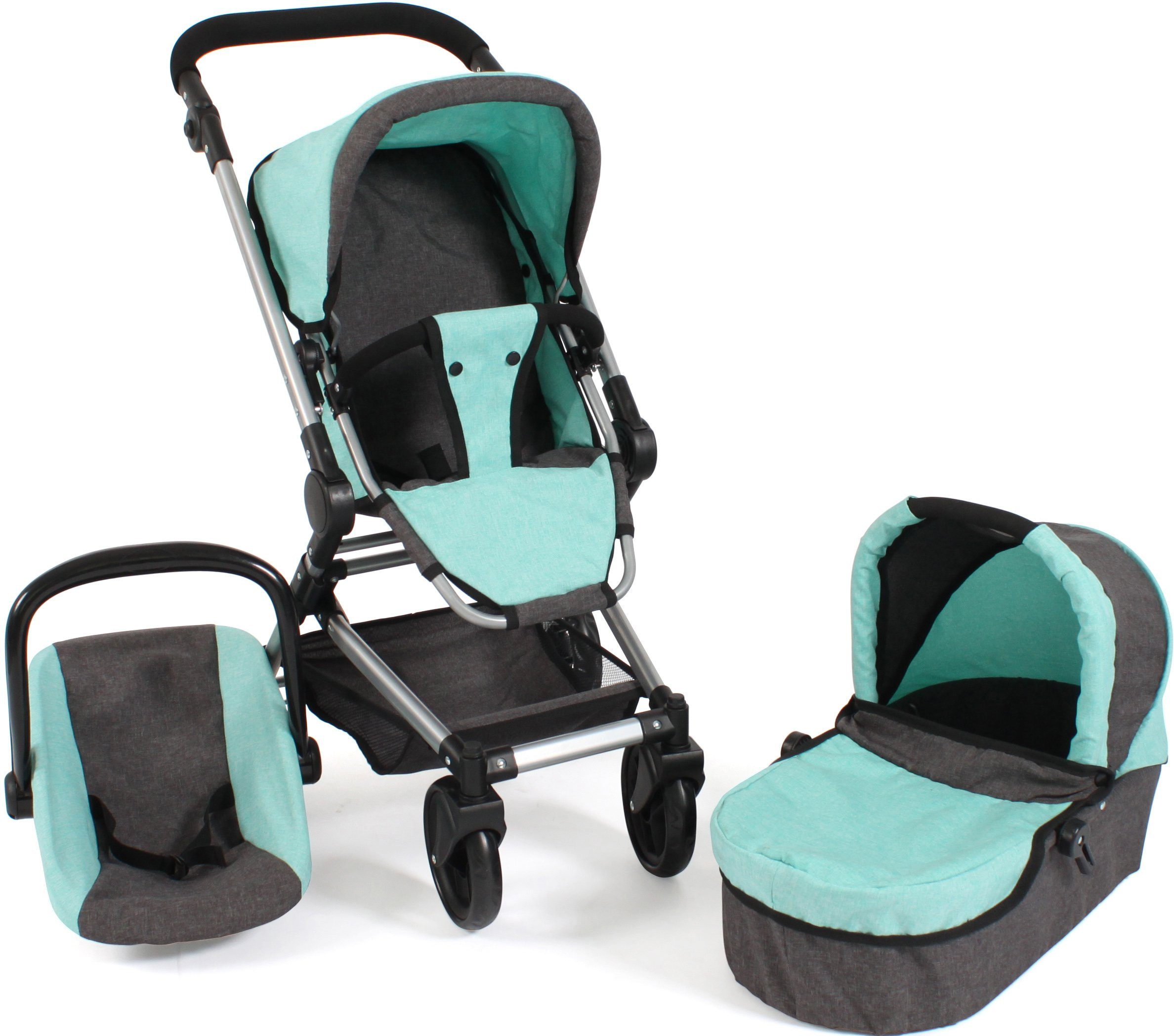 CHIC2000 Kombi-Puppenwagen Fides 3in1, Melange Mint, mit Babywanne, Sportsi günstig online kaufen