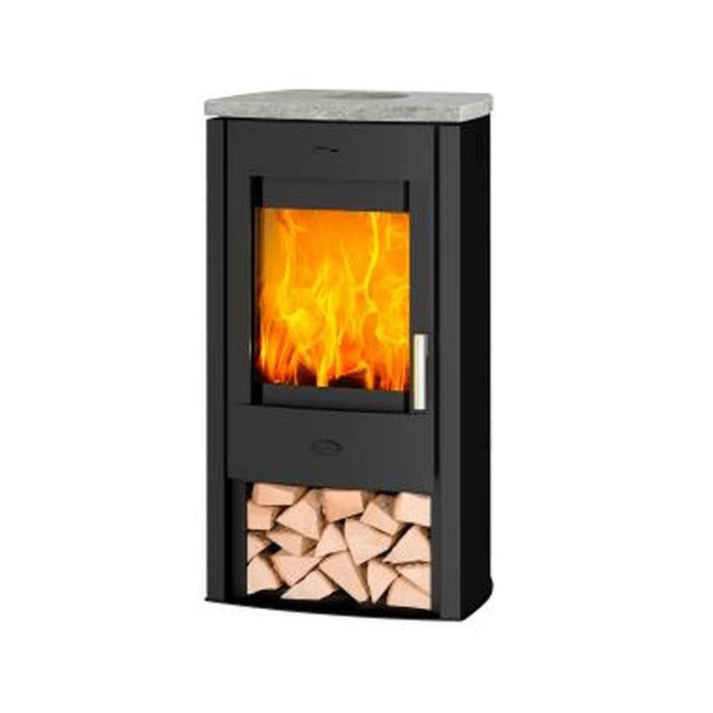 Kaminofen Fireplace Tuvalu Speckstein 6kW Kaminofen Stahl mit Topplatte K5732