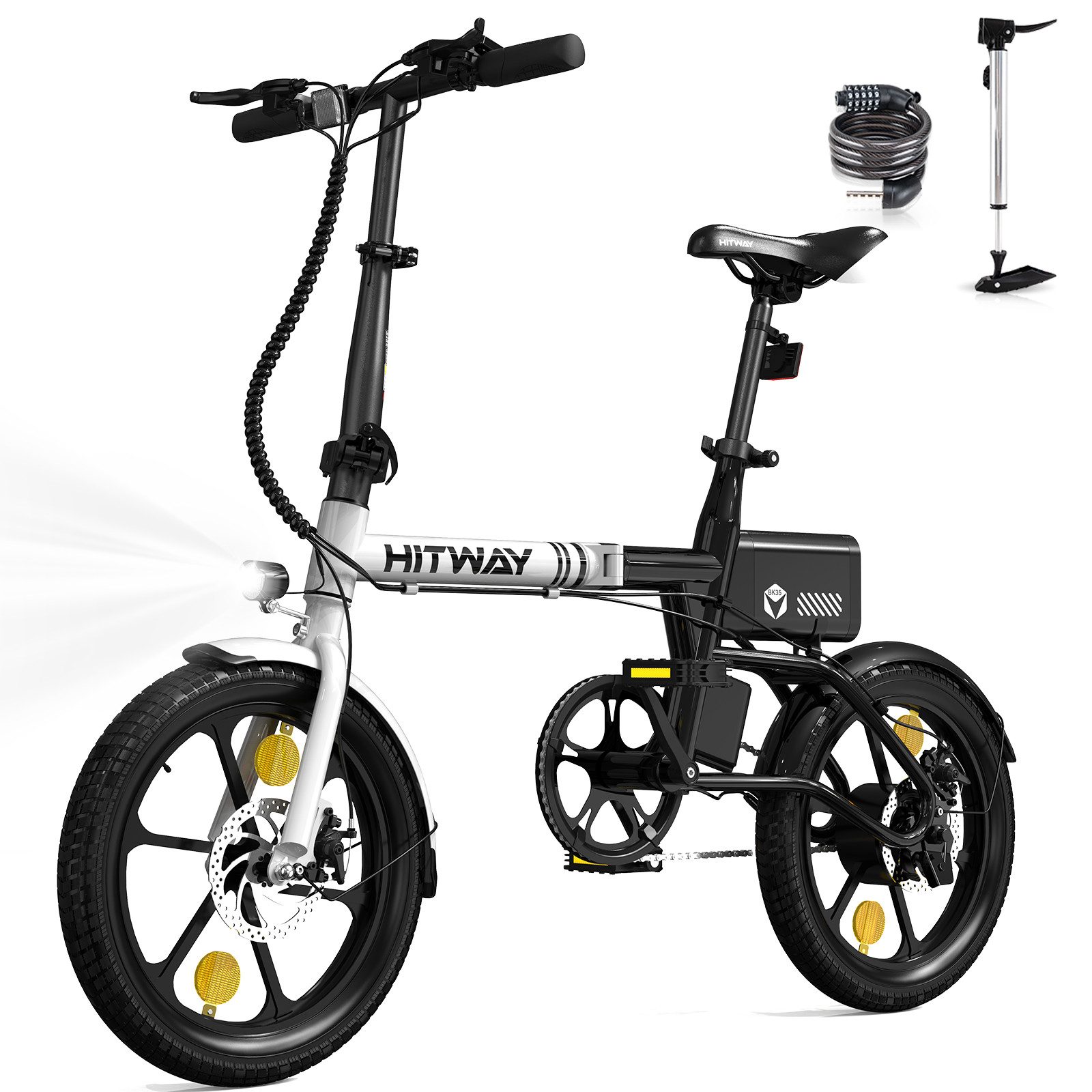 HITWAY E-Bike Elektrofahrrad Klapprad, 16-Zoll 36 V/6Ah für Damen Herren, Heckmotor, 216 Wh Akku, Klappbares Fahrrad und nur 14,5 kg, für Damen und Herren 155 - 180 cm