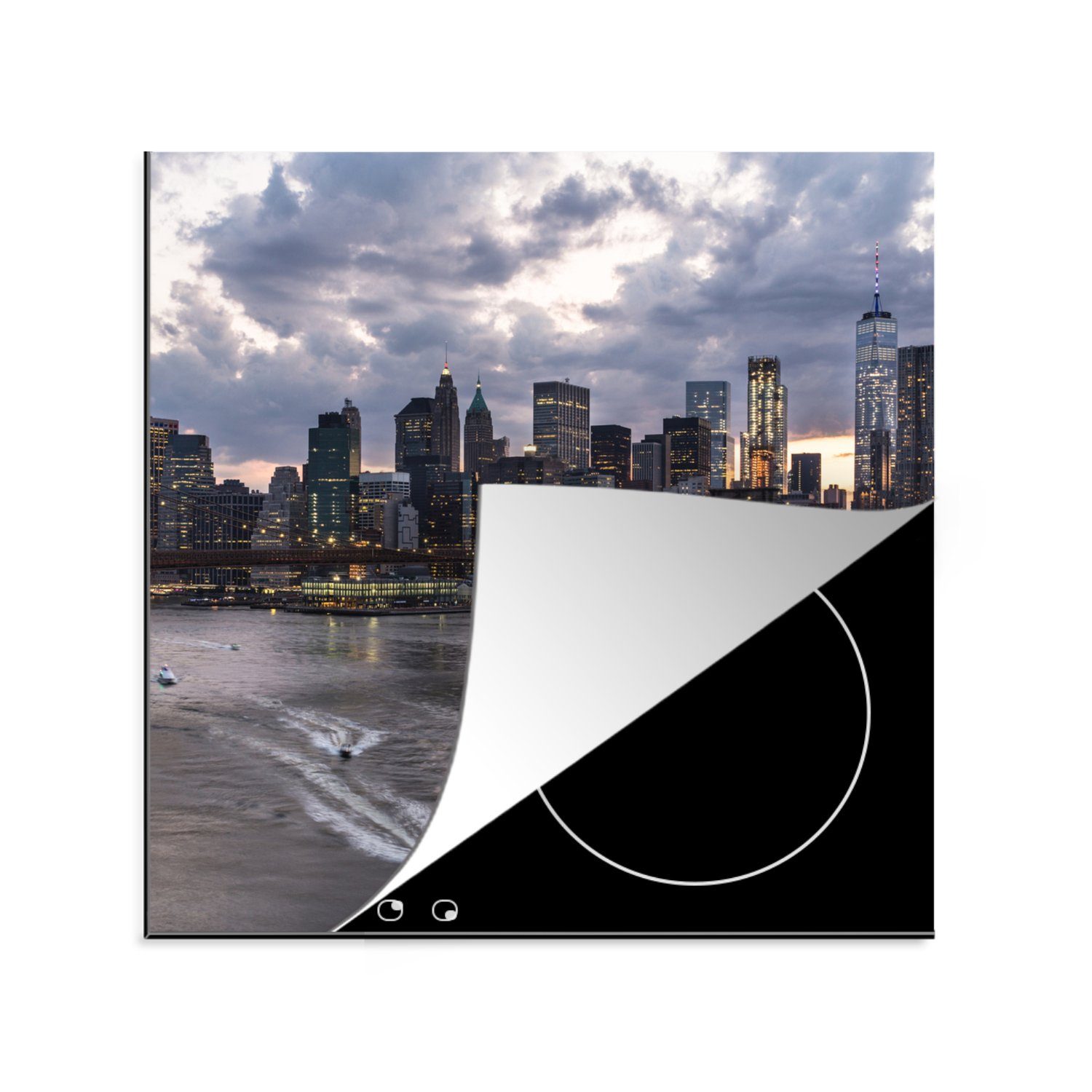 MuchoWow Herdblende-/Abdeckplatte Wolkendecke über New York, Vinyl, (1 tlg), 78x78 cm, Ceranfeldabdeckung, Arbeitsplatte für küche