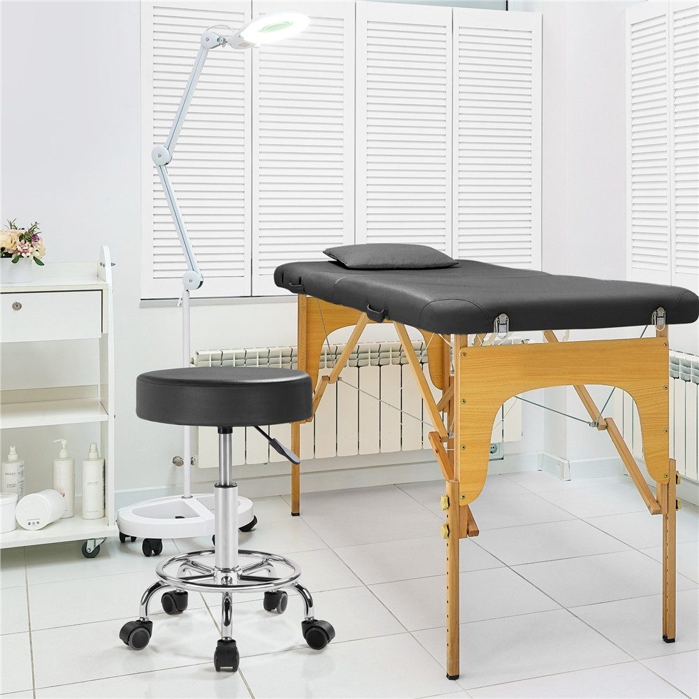 Yaheetech Drehhocker Barhocker Höhenverstellbarer Barstuhl mit Rollen, 50,5 cm – 65 cm H Arbeitshocker mit Drehbarer Sitzfläche