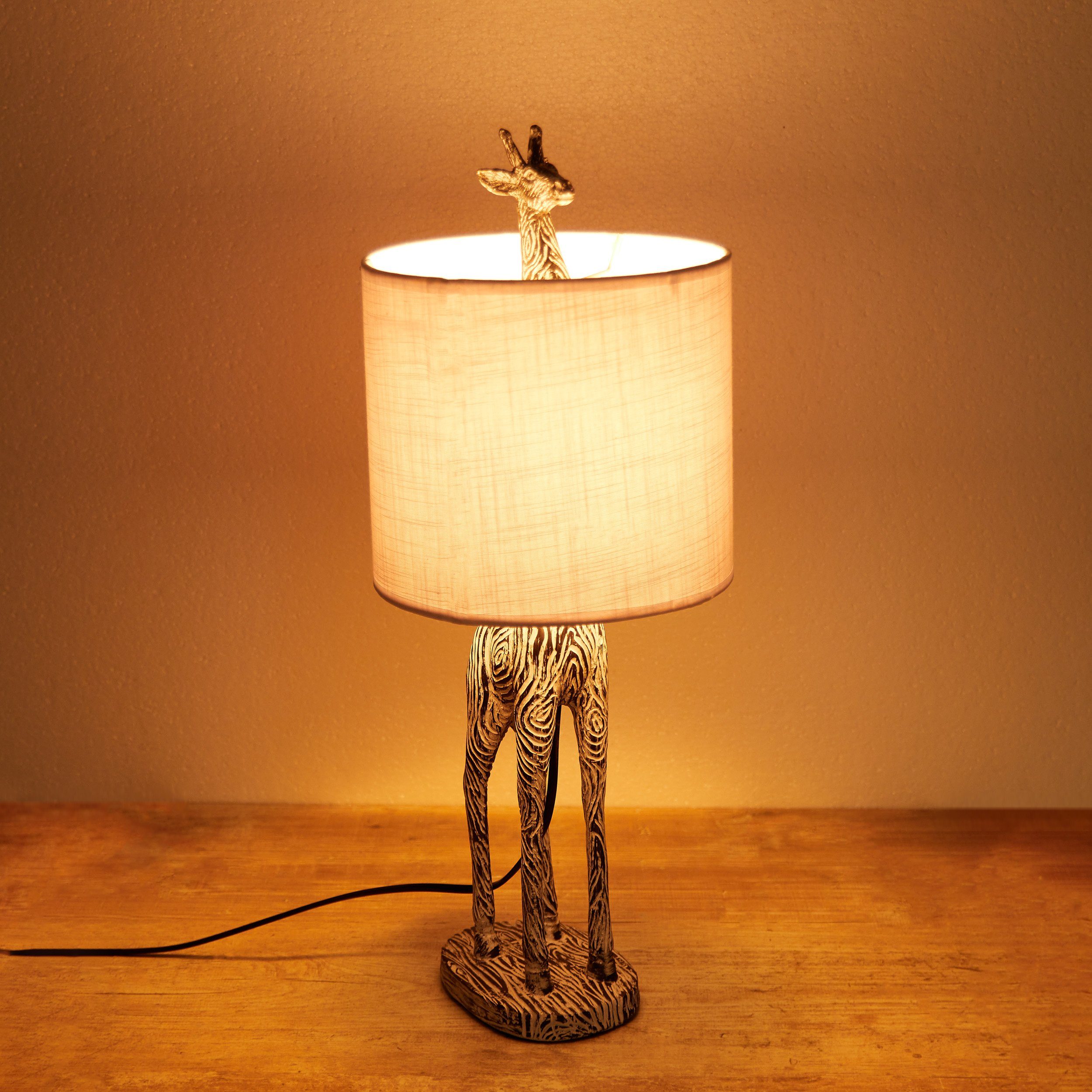 BRUBAKER Nachttischlampe Tischleuchte Afrika, Keramikfuß, cm mit Höhe Lampe Leuchtmittel, ohne Giraffe 51,5 Motiv