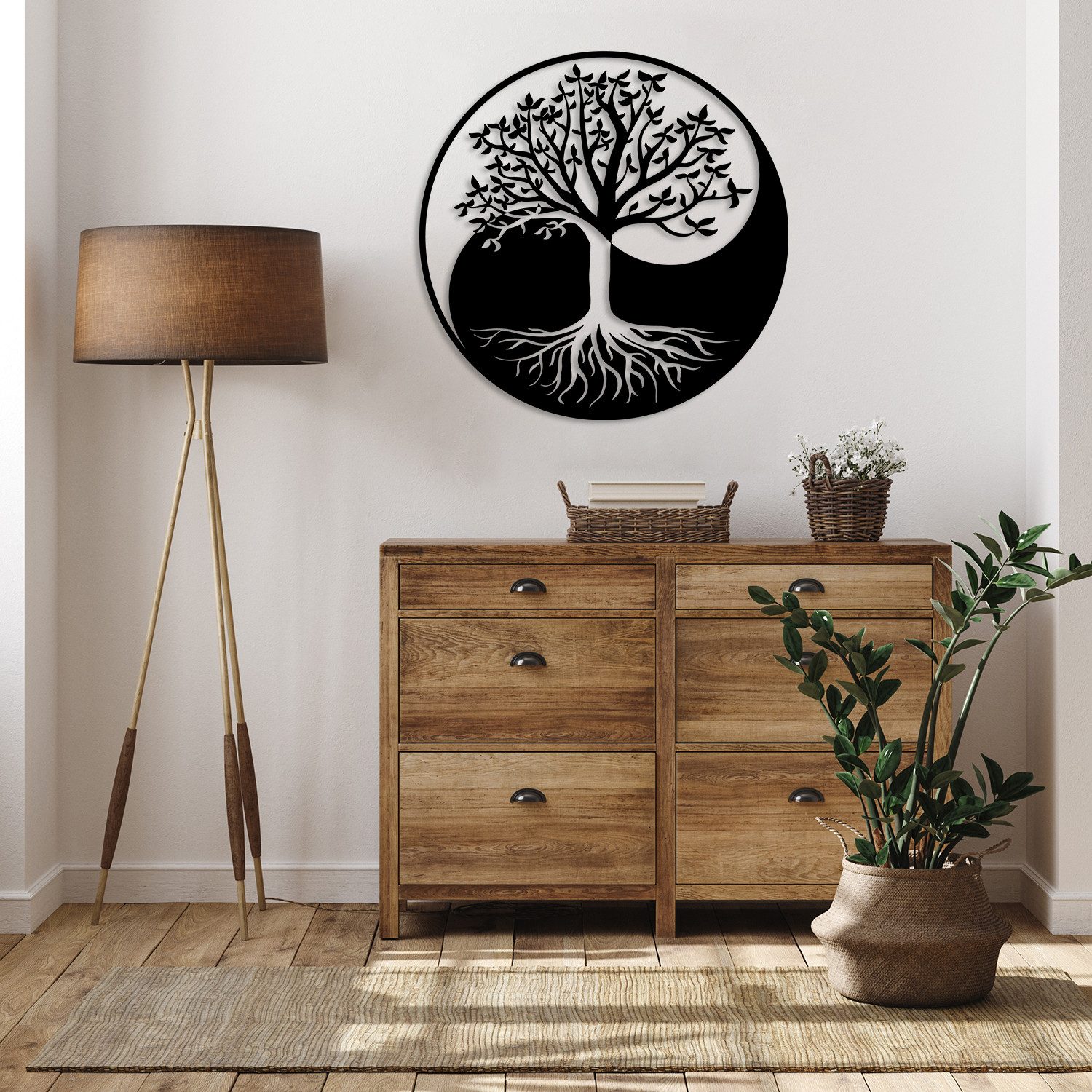 OTTO home Wandbild Lebensbaum, Yin und Yang mit Lochbohrung für leichte Anbringung, Baum, Baumbilder, Wald (1 St), Lebensbaum, Schwebeeffekt dank der Transparenz