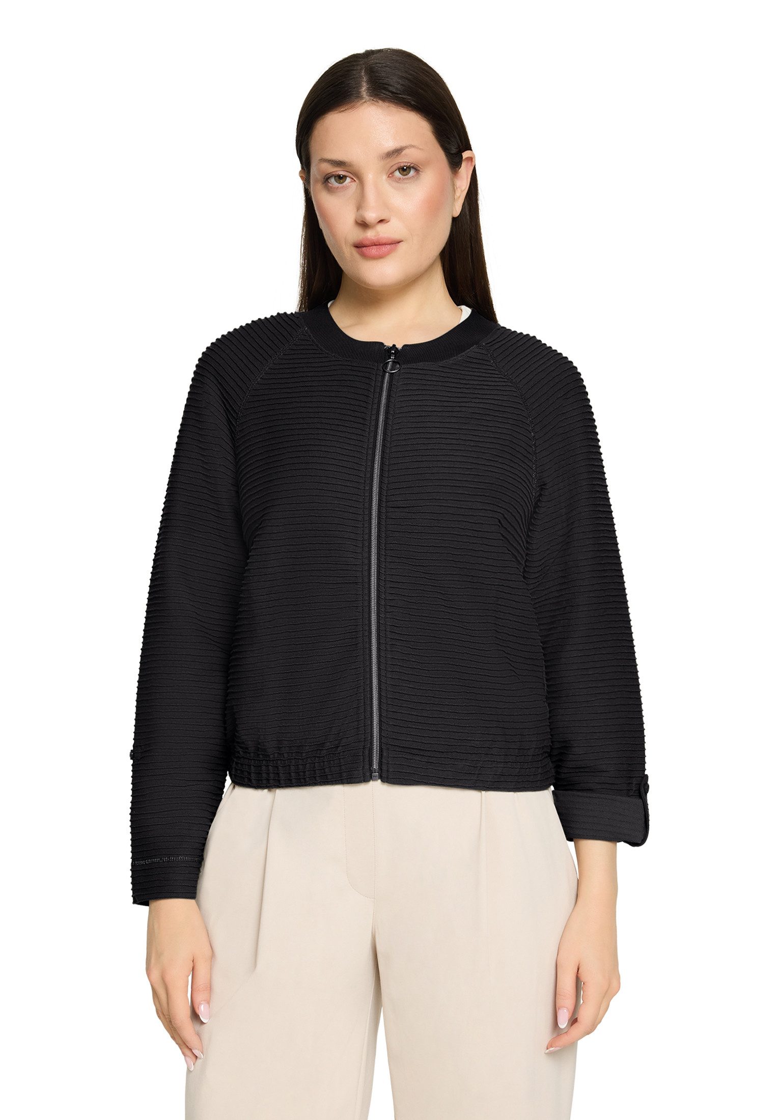Sweatjacke Damen mit Rippenstruktur
