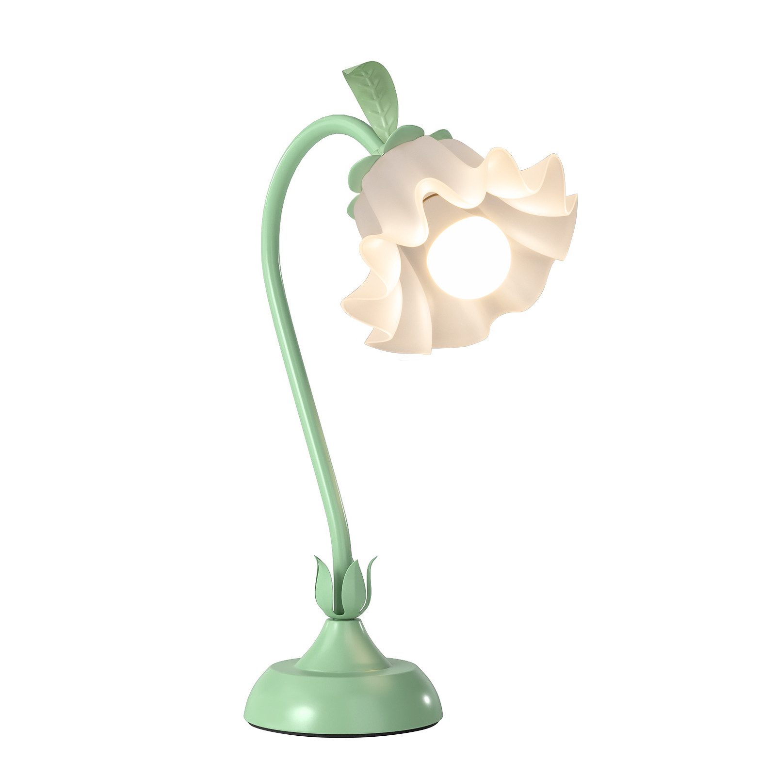 COSTWAY Nachttischlampe, Maiglöckchen-Acryllampenschirm, verstellbarer Stiel