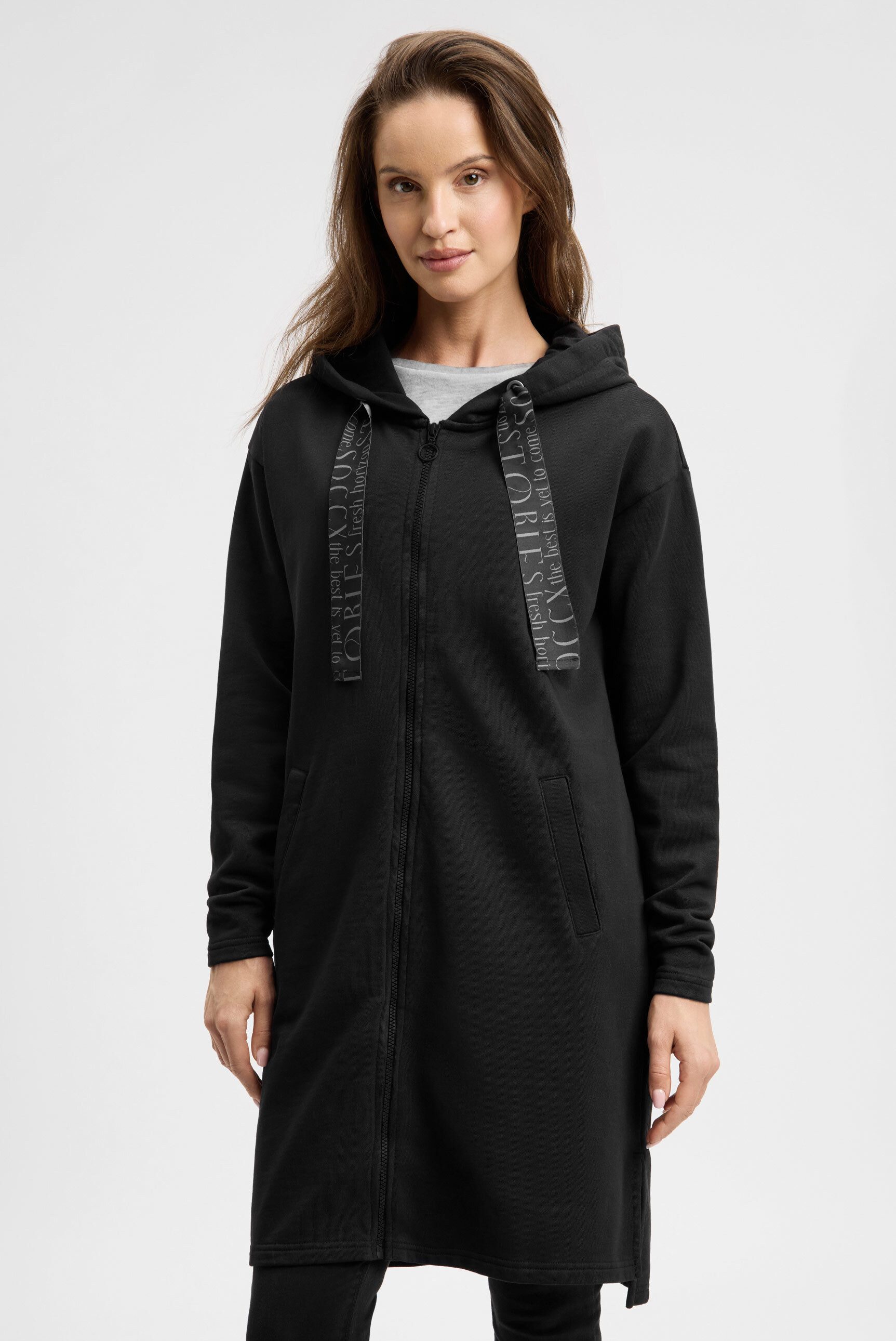 SOCCX Kapuzensweatjacke mit Seitenschlitze