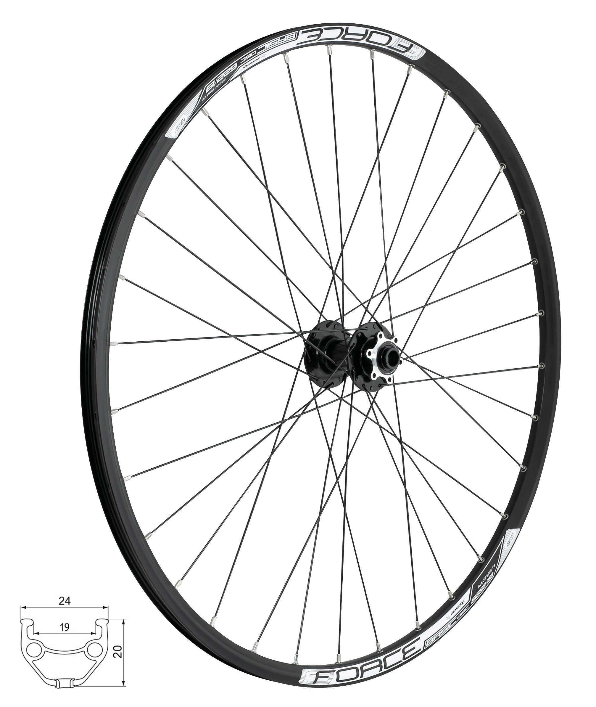 28/29" FORCE 804505-6b32sh Fahrrad-Laufrad Vorderrad BASIC DISC 622x19. FORCE