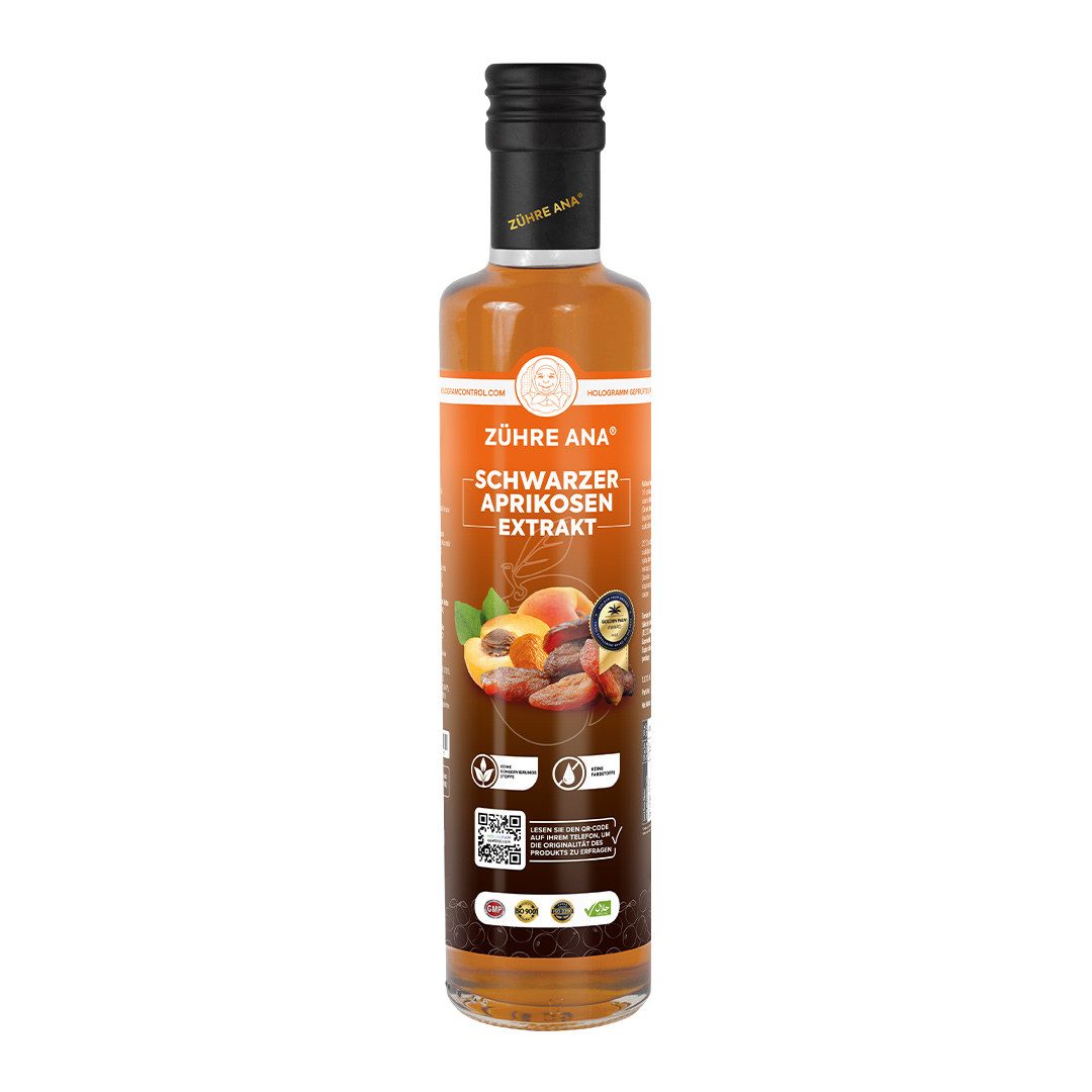 Zühre Ana® Sirup Schwarzes Aprikosenextrakt – Natürliche Essenz aus schwarzen Aprikosen, 340 g, Schwarzes Aprikosenextrakt – Reich an Vitamin A, C und E