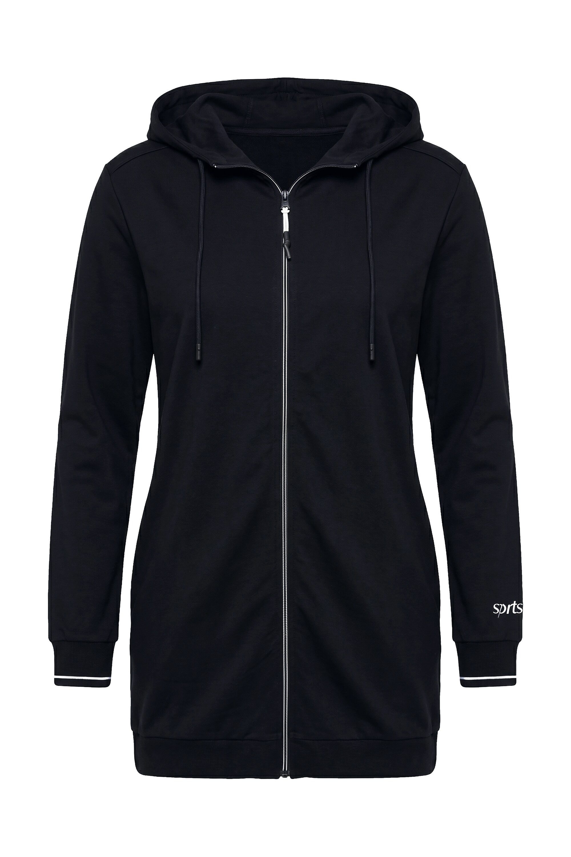 Ulla Popken Sweatjacke Sweatjacke Zierpaspel Oversized Kapuze