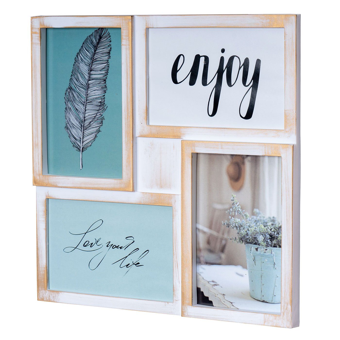 Levandeo® Bilderrahmen Collage, Bilderrahmen 4 Fotos 10x15cm Foto Aufstelle günstig online kaufen