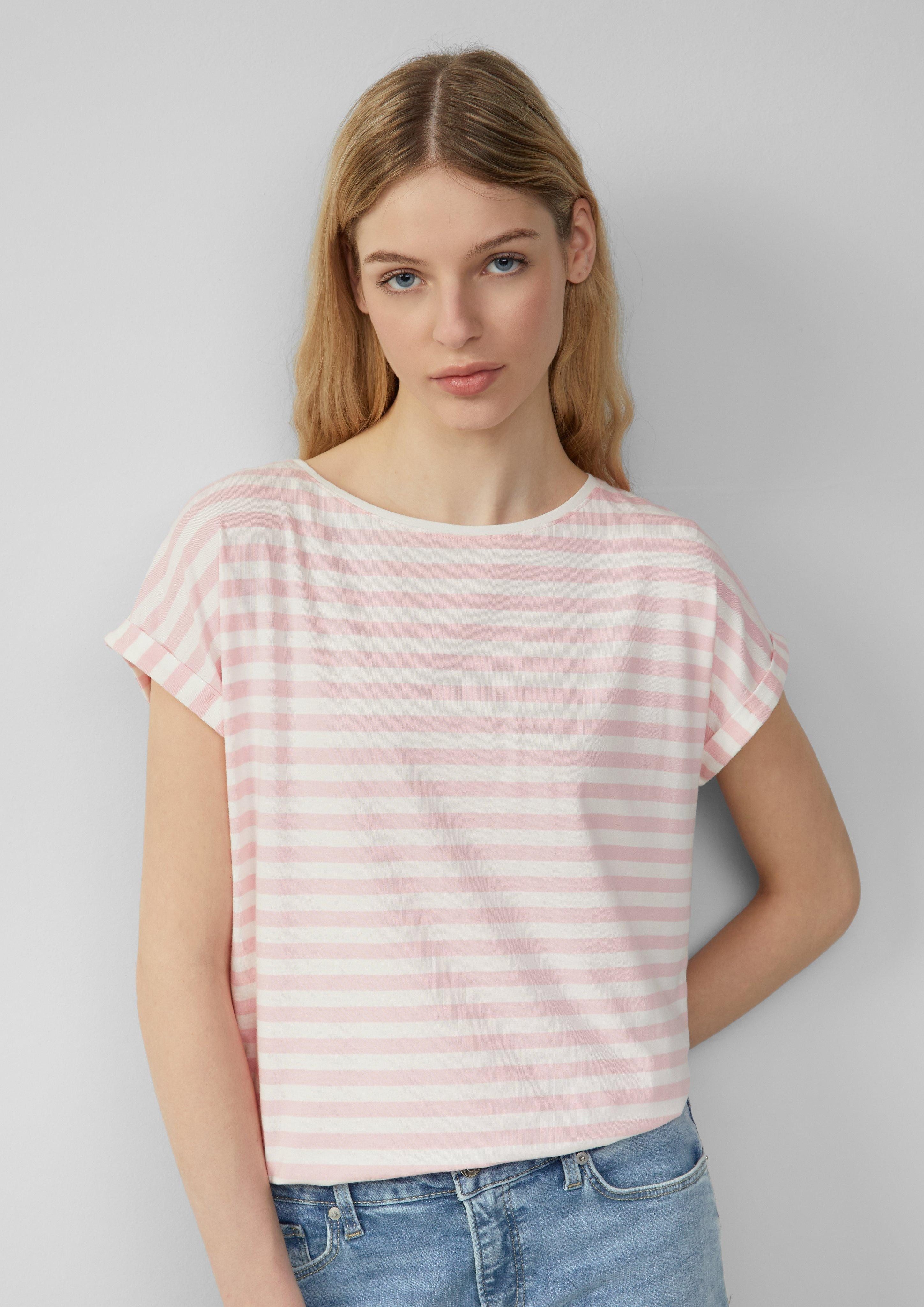 QS Kurzarmshirt Locker geschnittenes T-Shirt aus günstig online kaufen