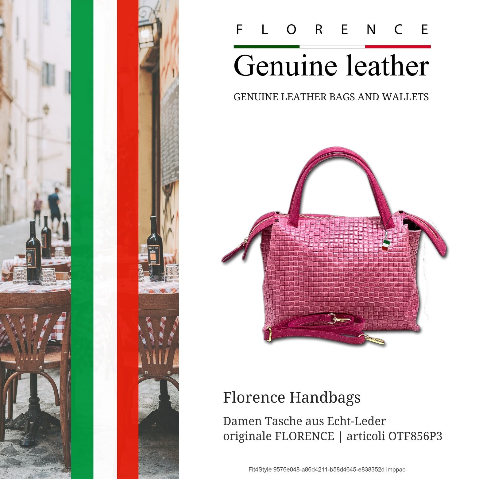 FLORENCE Handtasche Florence Damen Handtasche Echtleder (Handtasche), Damen Handtasche Leder, fuchsia, pink ca. 30cm x ca. 23cm hoch