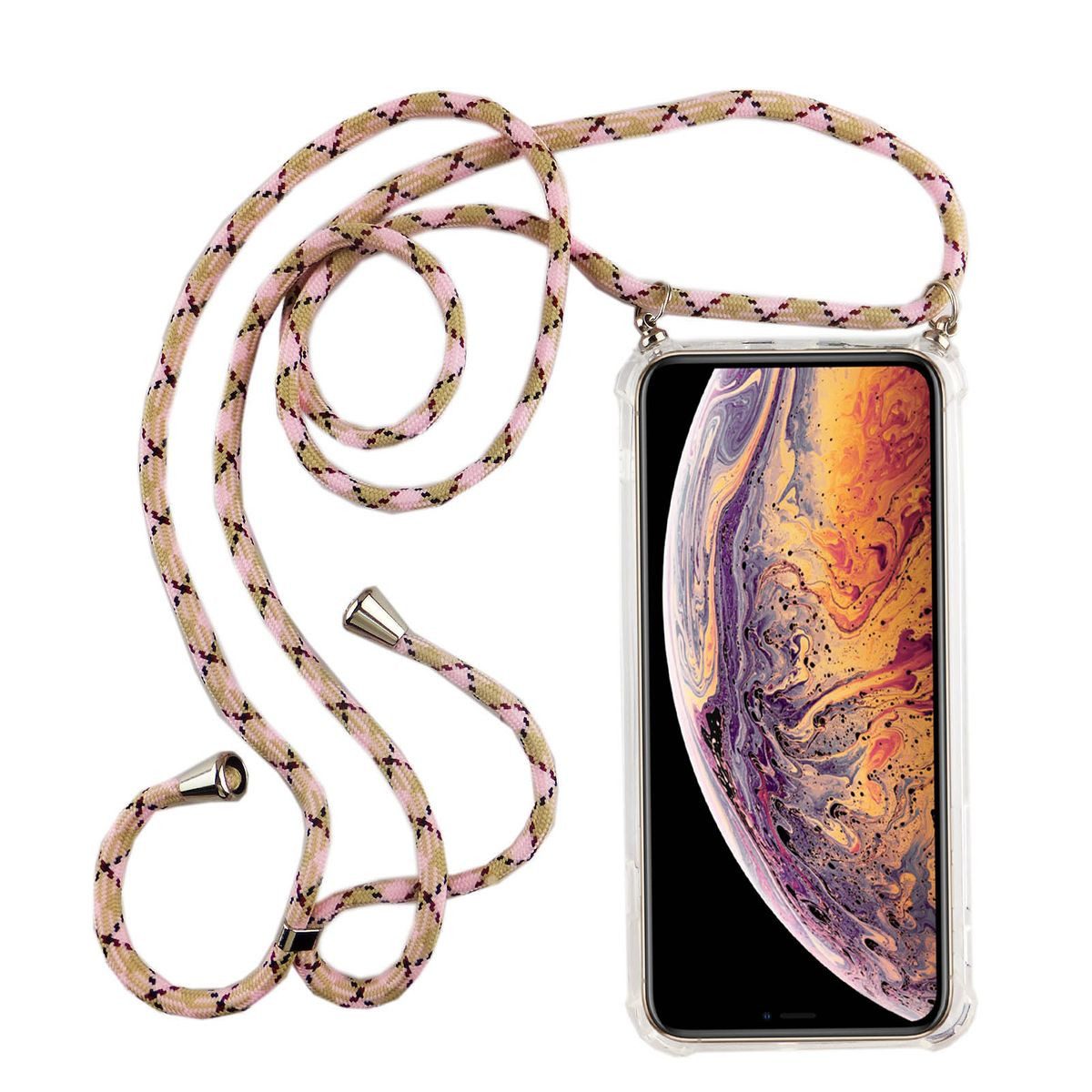 König Design Handyhülle Apple iPhone XR, Apple iPhone XR Handykette Handyhülle Umhängetasche Transparent