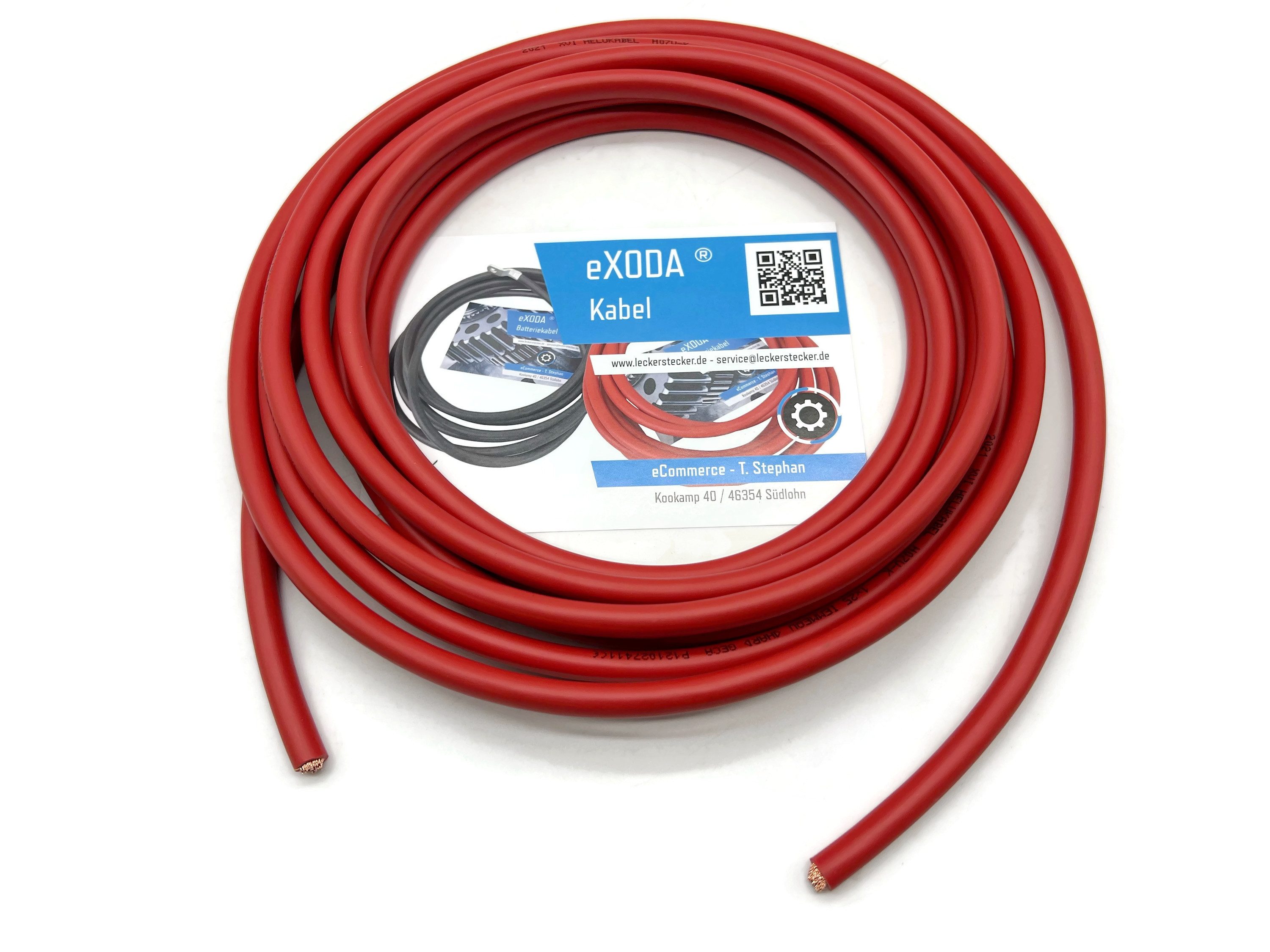 eXODA 25 mm² 5m Kupferkabel Rot am Stück Batteriekabel, zum verpressen (500 cm), H07VK