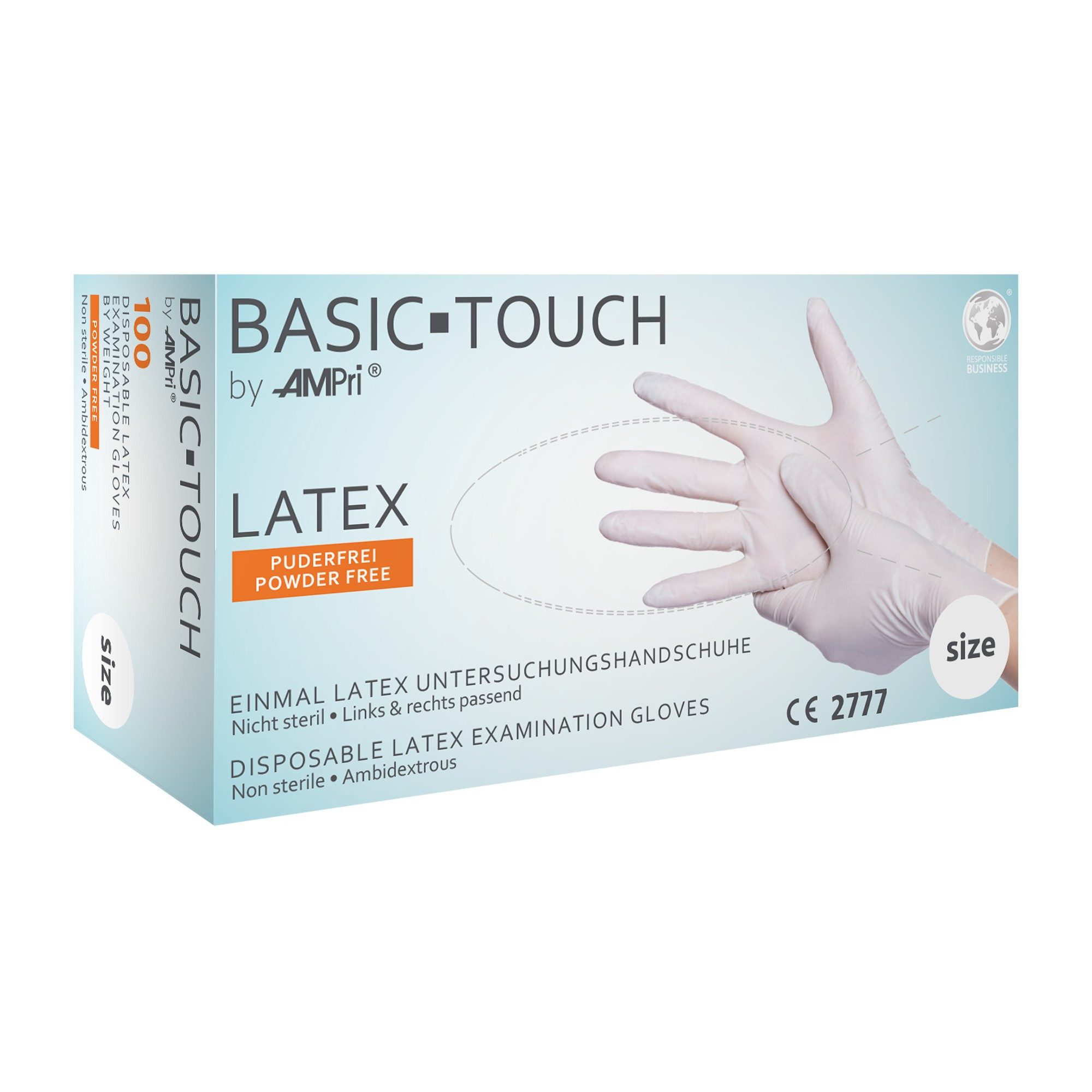 AMPri Latexhandschuhe Basic-Touch - Latex-Untersuchungshandschuh (100-St)