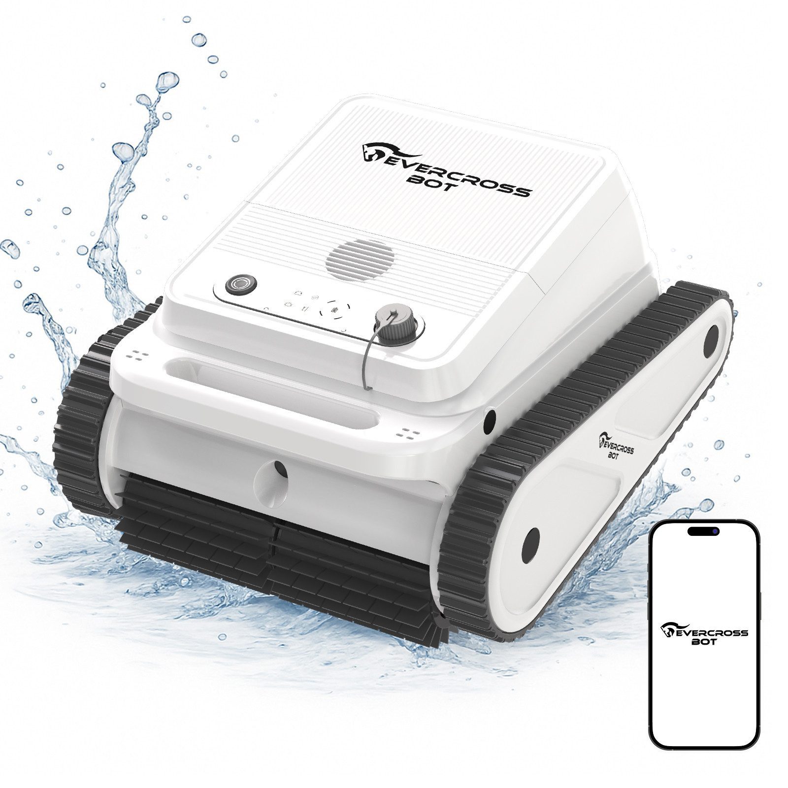 EVERCROSS BOT Poolroboter U8 für Boden und Wand, Kabellos Poolsauger bis 200m² Pools, 120 Min Akkulaufzeit, Intelligenter Navigation, Ohne / Mit APP