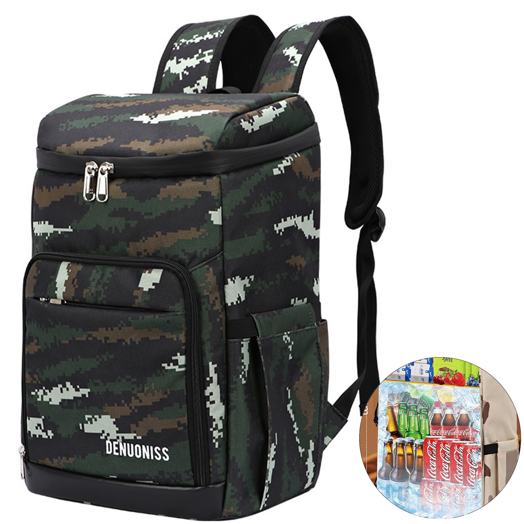 Keyura Kühltasche 24L Kühlrucksack Kühltasche Picknickrucksack mit Flaschenöffner, 24 l, Hält Speisen bis zu 4 Stunden warm und kühlt Getränke bis zu 8 Stunden