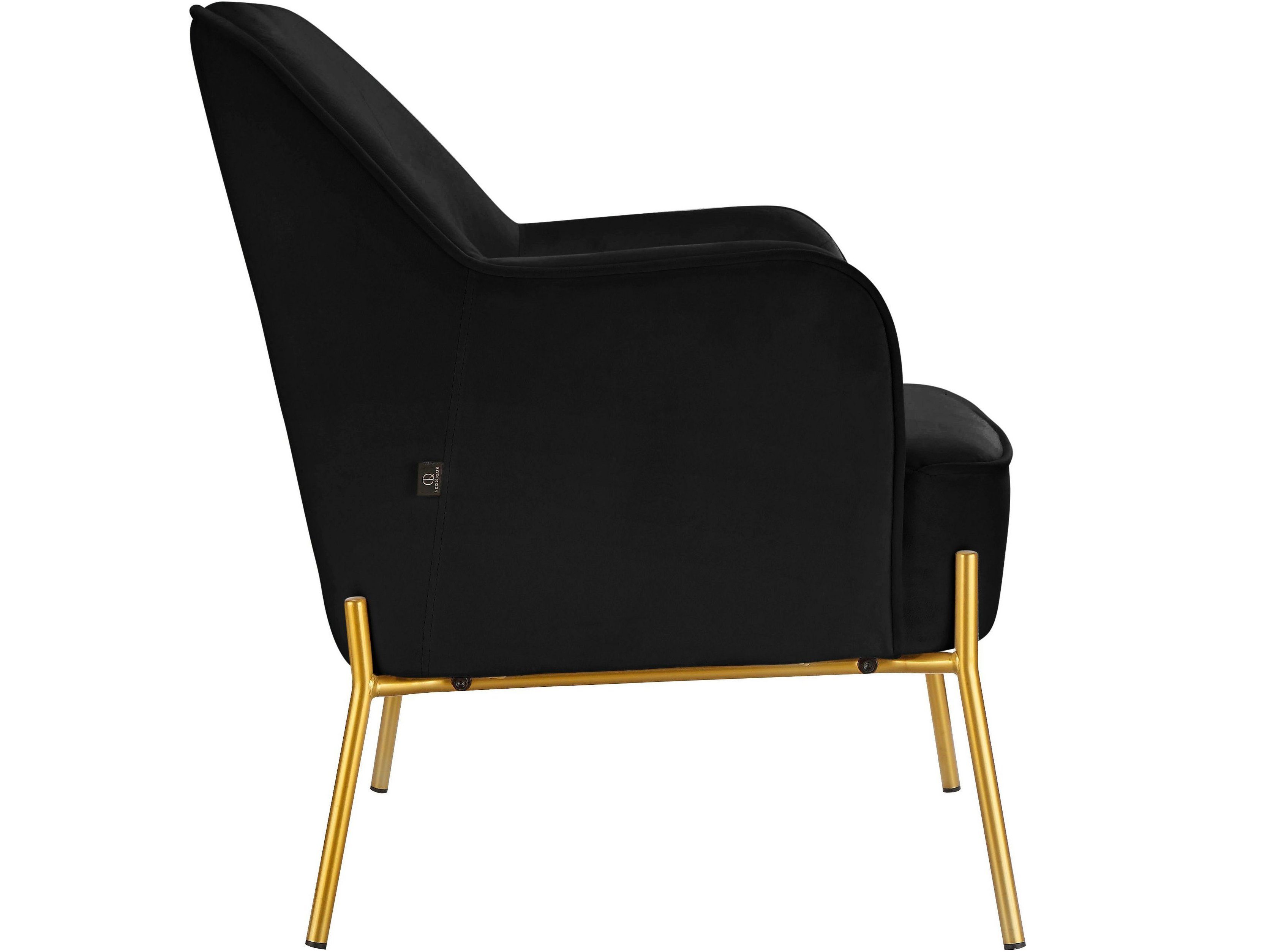 loft24 Sessel schwarz Bezug in Samtoptik, mit Armlehnen, 44 Ritler, cm Sitzhöhe