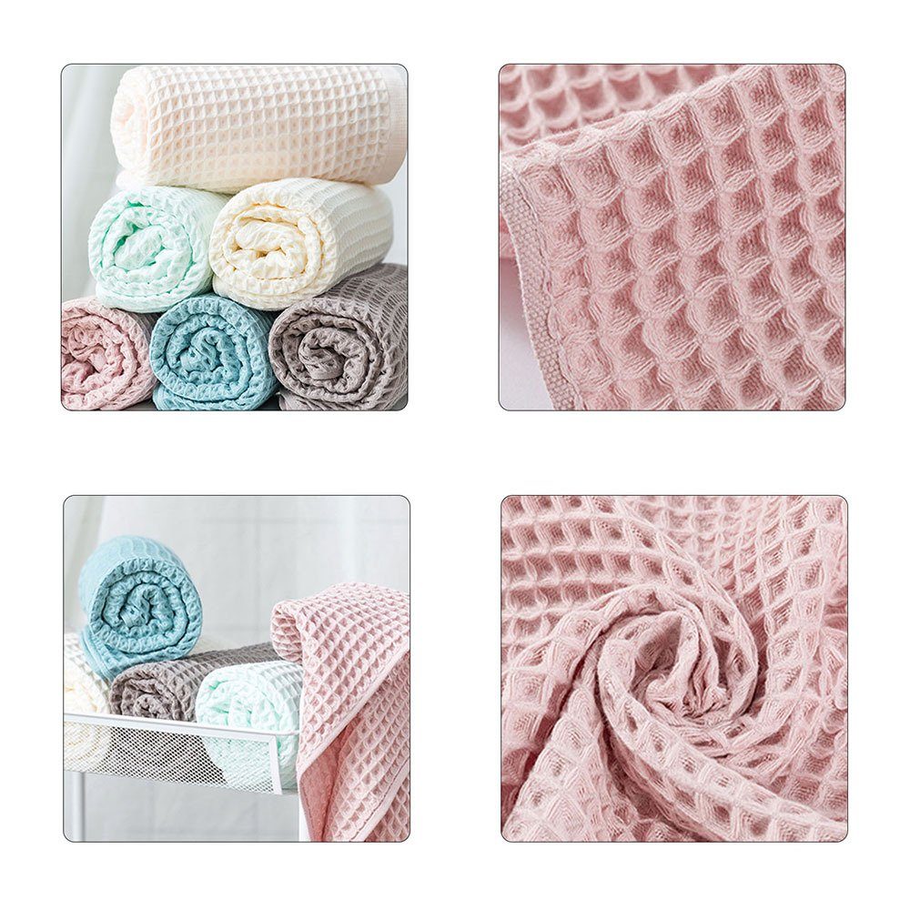 Blusmart Handtuch Set Einfarbiges Baumwoll-Waffel-Badetuch, light Schnell Bequemes, Absorbierendes pink