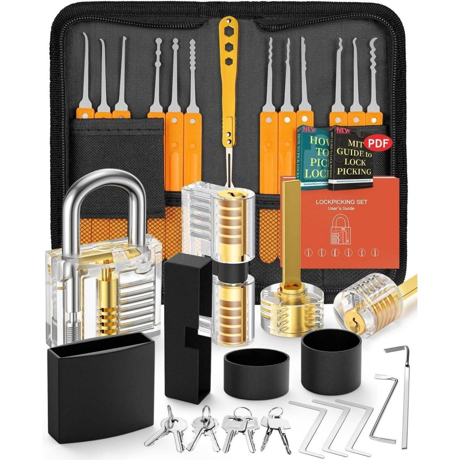 LuxusKollektion Bauschlüssel Lockpicking Set Dietrich 36 4 Trainingsschlösser 36+4 Pcs