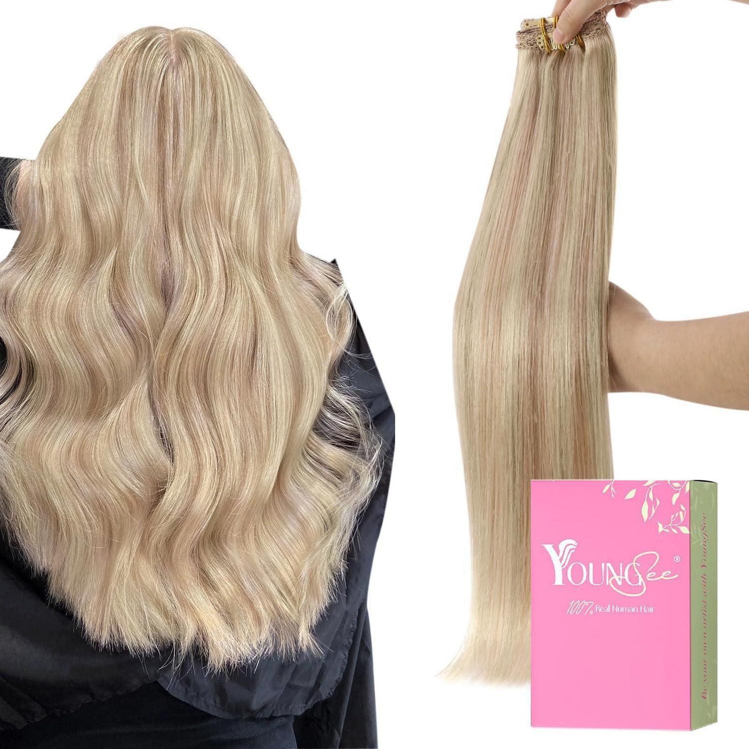 Echthaar-Extension Extensions Clip Echthaar Blond 45cm 120g 1-Clip-1-#18 613 45 cm-120g
