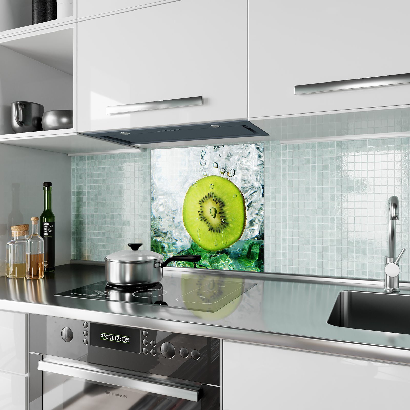 Glas Primedeco Kiwischeibe mit Küchenrückwand Motiv Küchenrückwand Spritzschutz