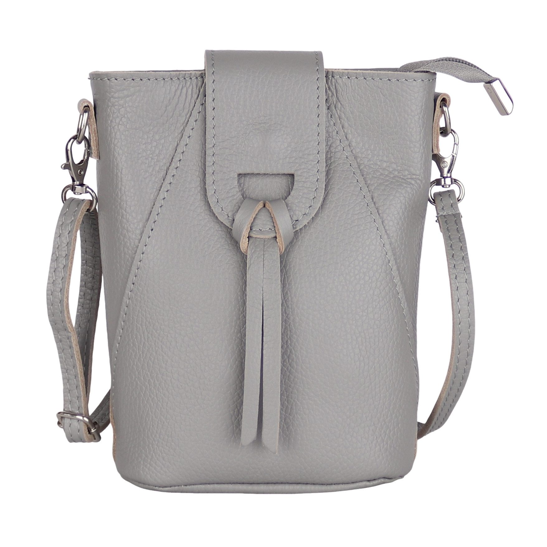MIRROSI Umhängetasche Damen Crossbody Bag, Echtleder Made In Italy, 14,5x19x6cm