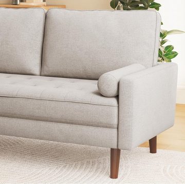 Vesgantti Sofa 2 Sitzer Sofa, Leinenstoff Couch 2 Wurfkissen m. Armlehne 177x77x84cm