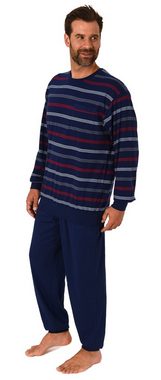 Normann Pyjama langarm Herren Schlafanzug mit Bündchen - Streifenoptik - 212 774