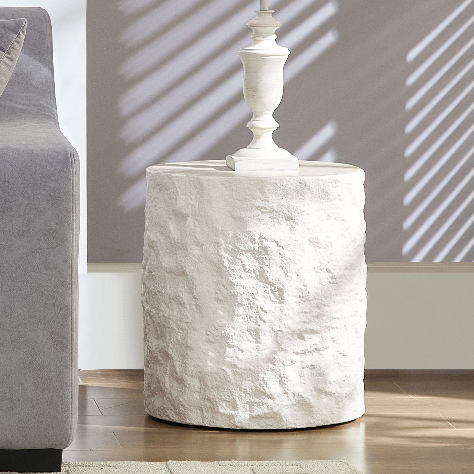 WILLIAMSPACE Couchtisch Column Runder Beistelltisch Fiberglas, Naturstein-Optik (1 St), Maße ca.:φ40*45cm