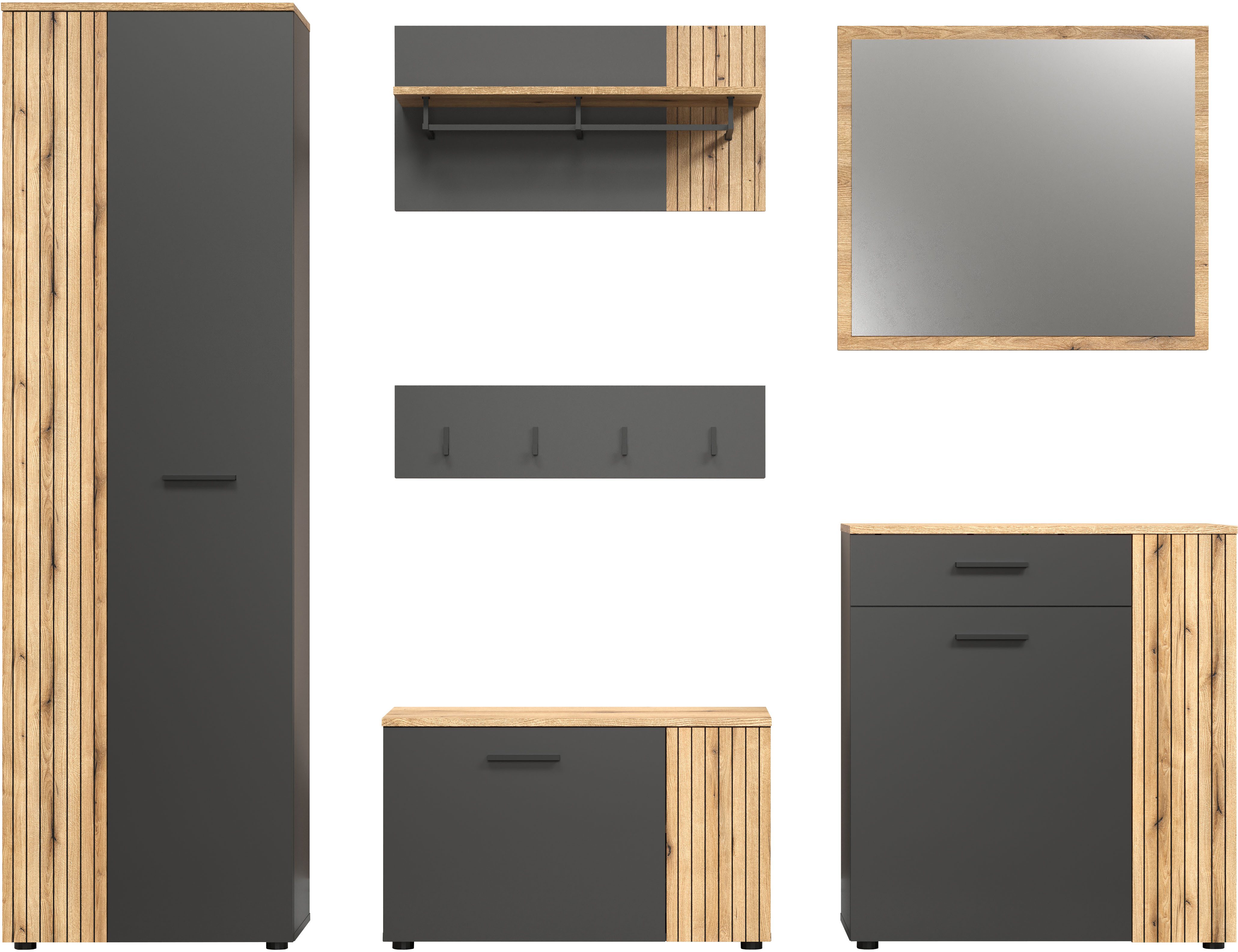 INOSIGN Garderoben-Set Estepona, (Komplett-Set, 6-St), Set: Schrank, Bank, günstig online kaufen