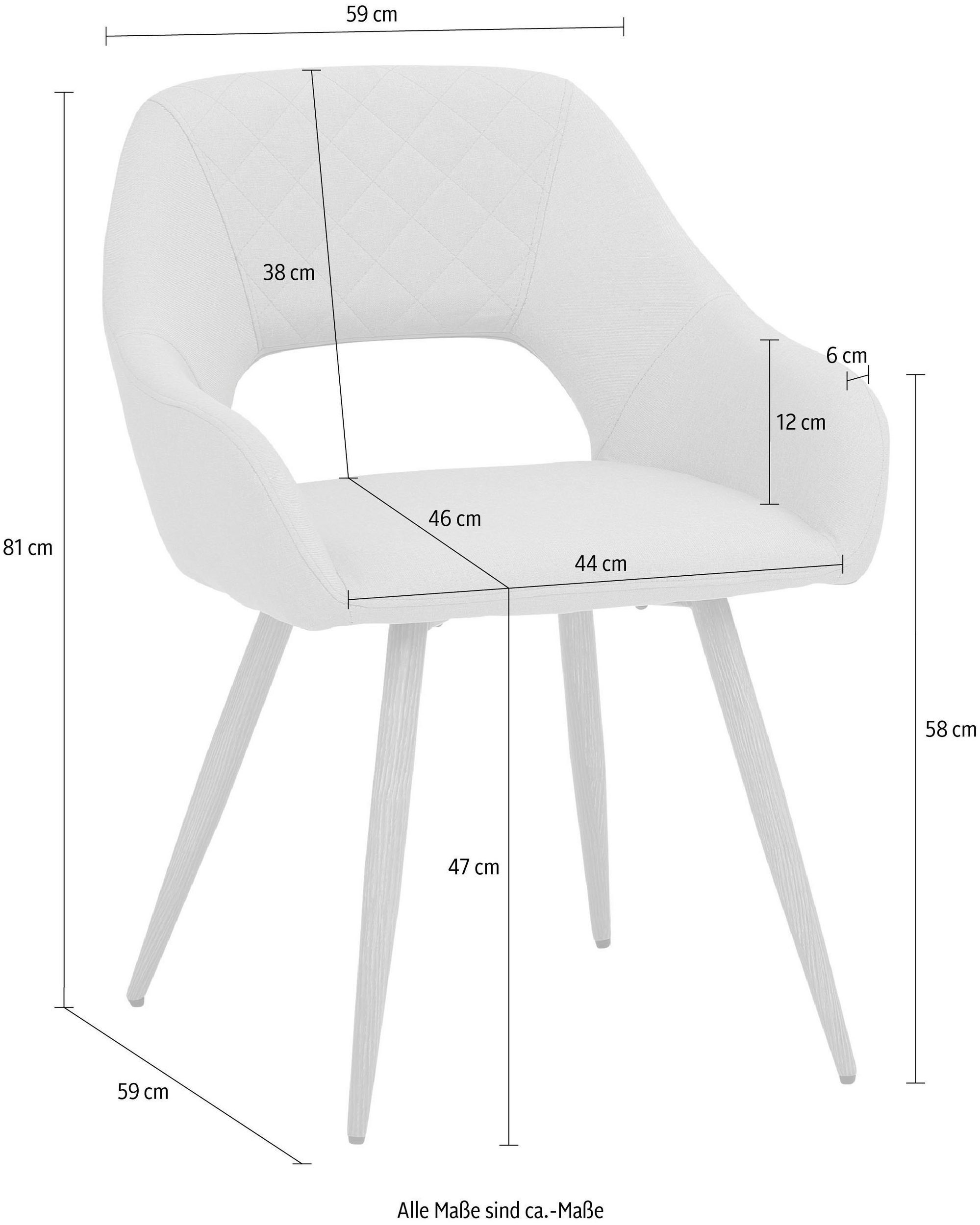 Samtoptik, Armlehnstuhl Bezug (Sset, 47 in cm 2 St), Sitzhöhe Camille1 Esszimmerstuhl mit Metallgestell, loft24