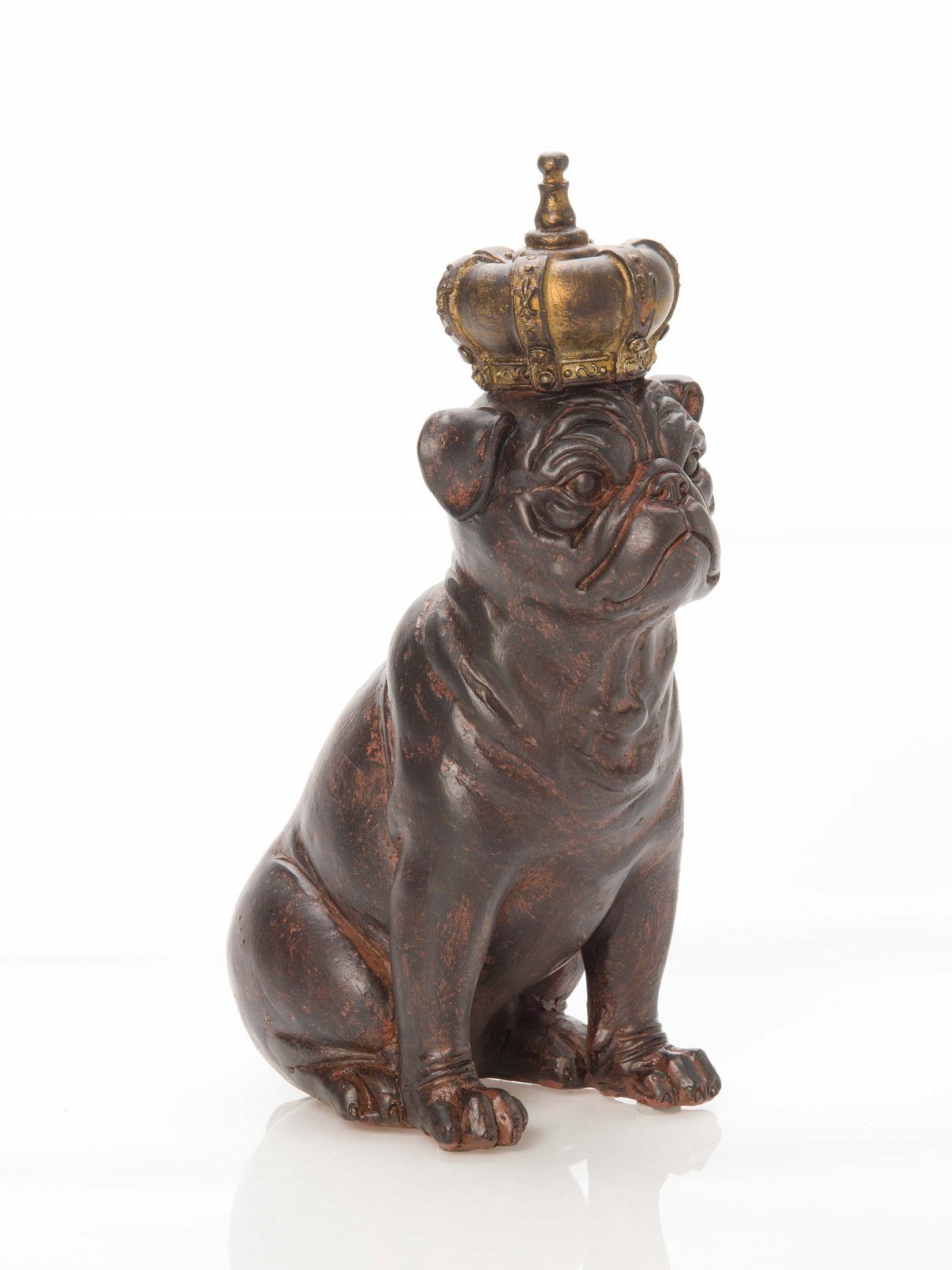 Skulptur Krone kleiner Aubaho mit Mops Antik-Stil 22cm Hund Prinz Figur Dekofigur