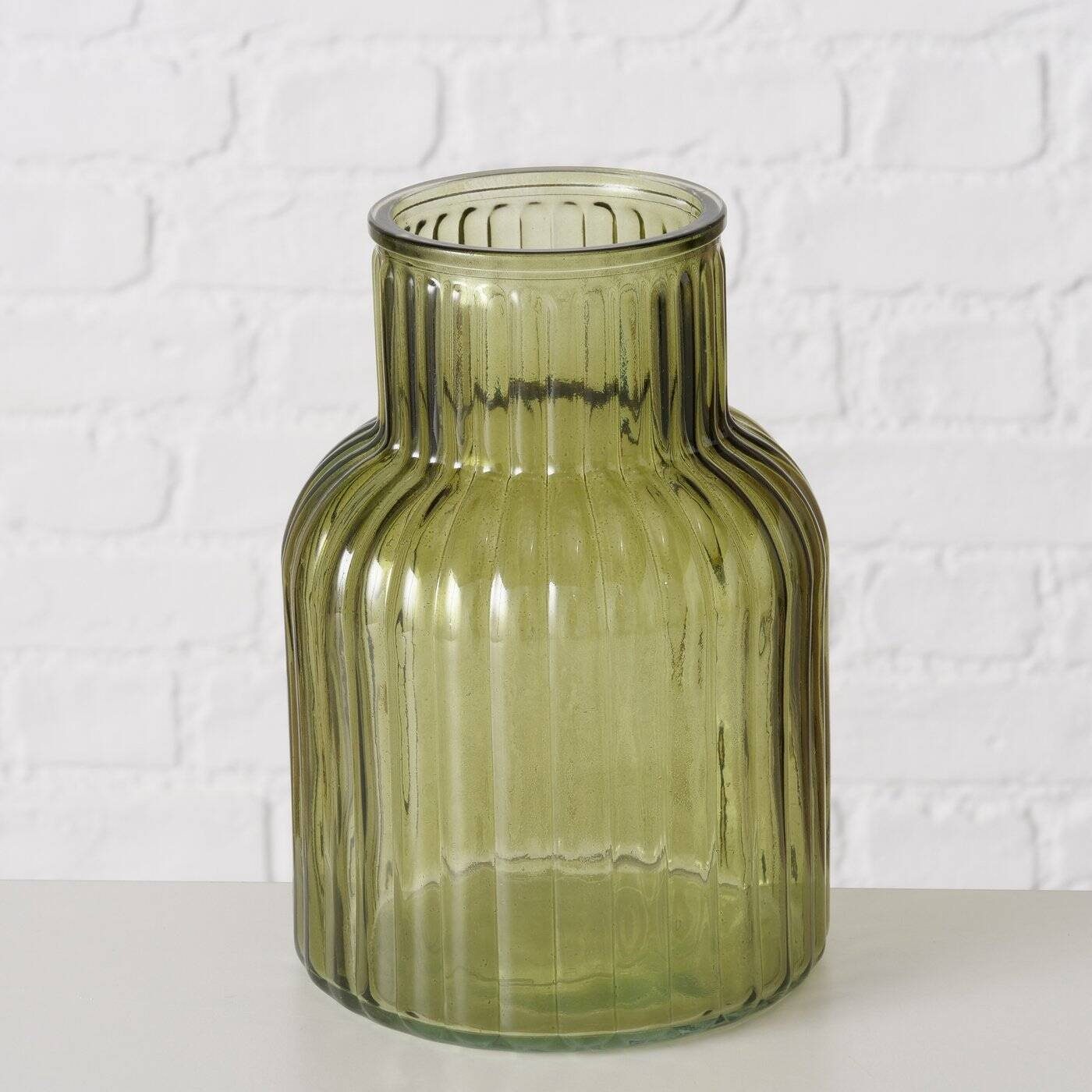 BOLTZE GRUPPE GmbH Dekovase Vase aus Glas RELEA, grün, geriffeltes Glas, 20 cm (einzeln)