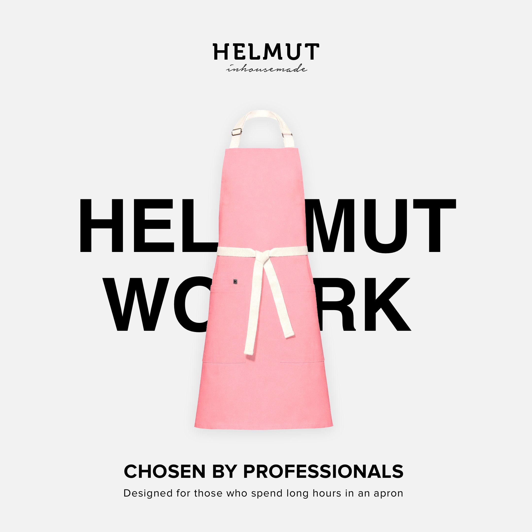 HELMUT Kochschürze HELMUT WORK Küchenschürze Premium Lachsrosa 100% Baumwolle vegan, (mit Taschen 60 x 80 cm Profi-Kochschürze für Restaurant Café Gastronomie)