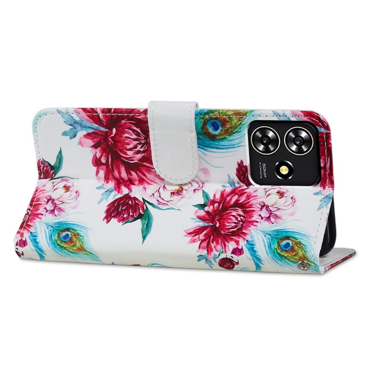 Wigento Smartphone-Hülle Für ZTE Blade A73 4G Book Wallet Tasche mit Schlaufe Etui Hülle Motiv3