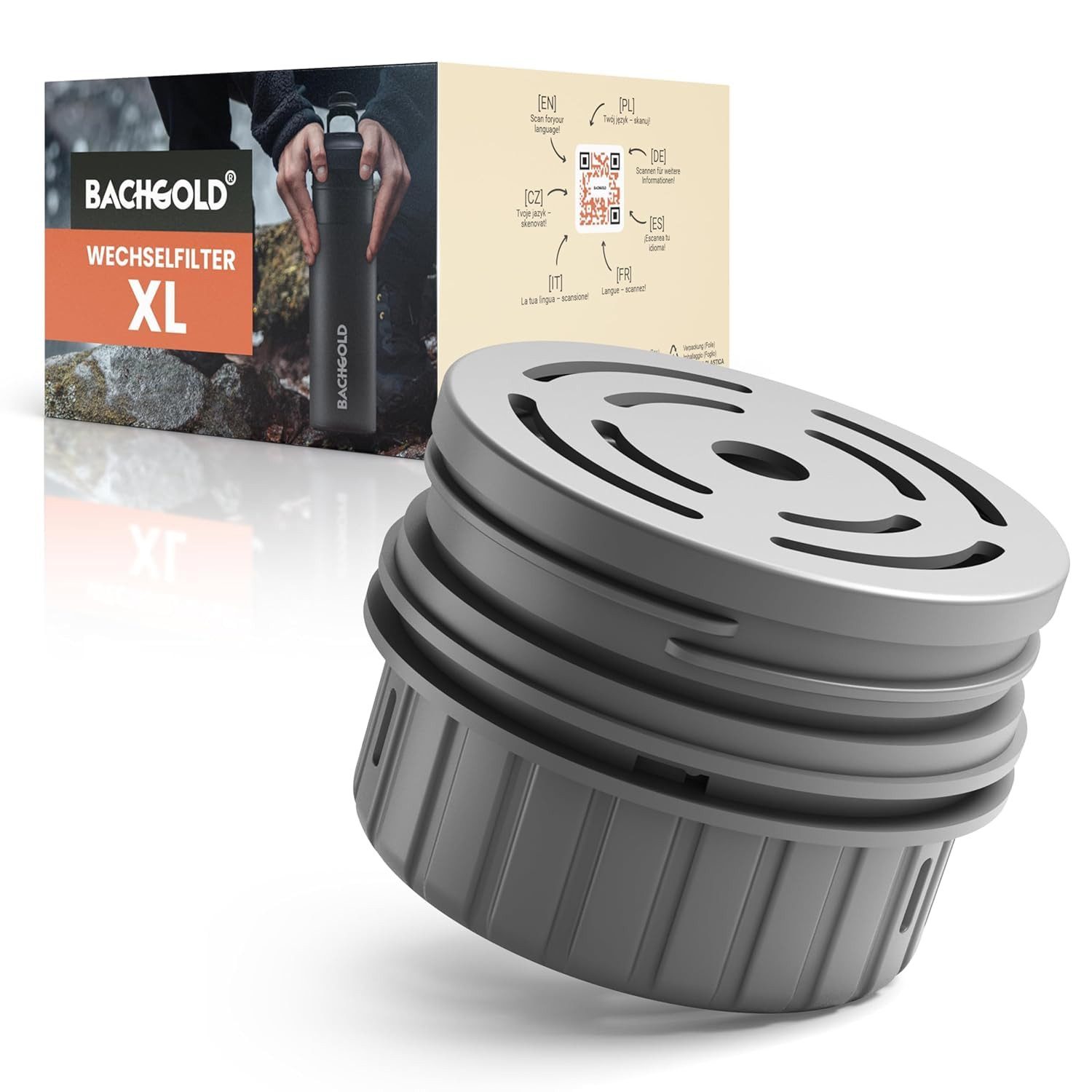 BACHGOLD Wasserfilter Outdoor Wechselfilter XL mit 2000L Filterkapazität, Entfernt 99,99 % Bakterien & filtert Viren, Partikel & Schwermetalle