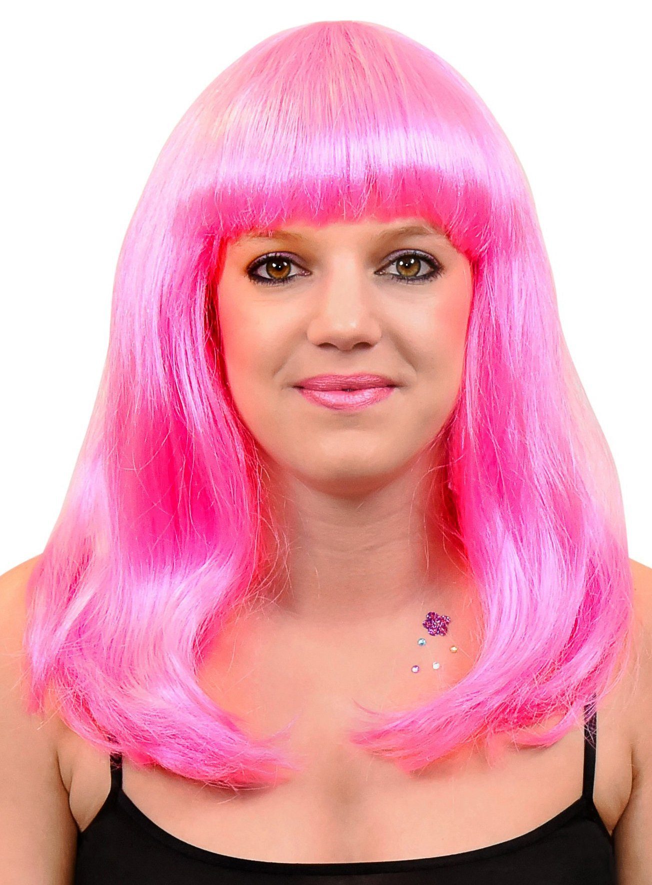 Kostüm-Perücke Langhaarfrisur pink - Kostüm Perücke für Fasching