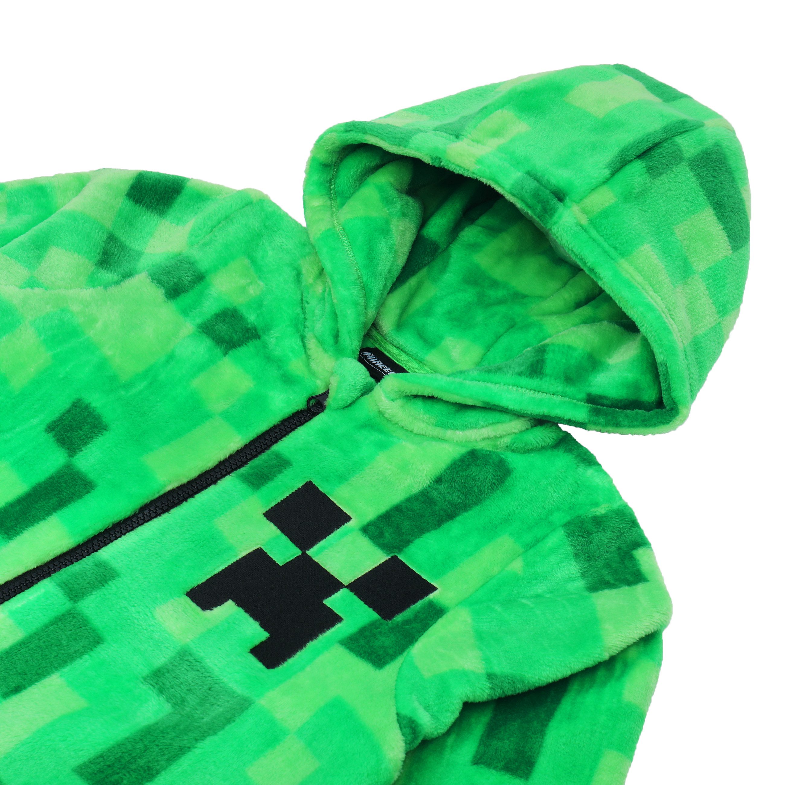 Minecraft Jumpsuit Minecraft Onesie Creeper Fleece Jumpsuit Schlafoverall mit Kapuze – Bild 4 von 4