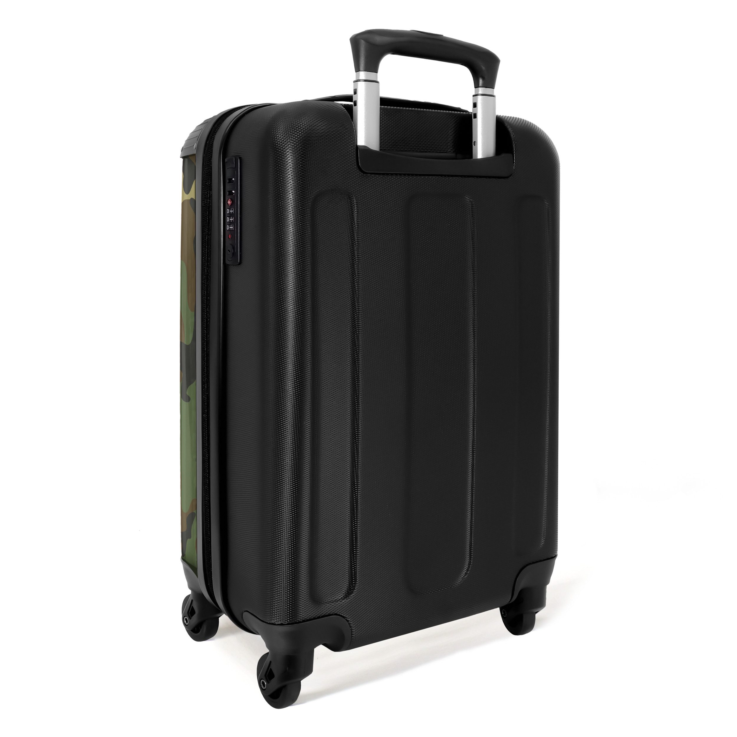 NoBoringSuitcases.com© Hartschalen-Trolley Tarnmuster - Grün - Design - Tarnmuster 55x35x20cm, 4 Rollen, Reisetasche mit Rollen, Koffer Handgepäck Flugzeug