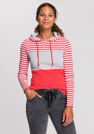 KangaROOS Kapuzenshirt in verspielter Ringel-Optik mit Colorblocking