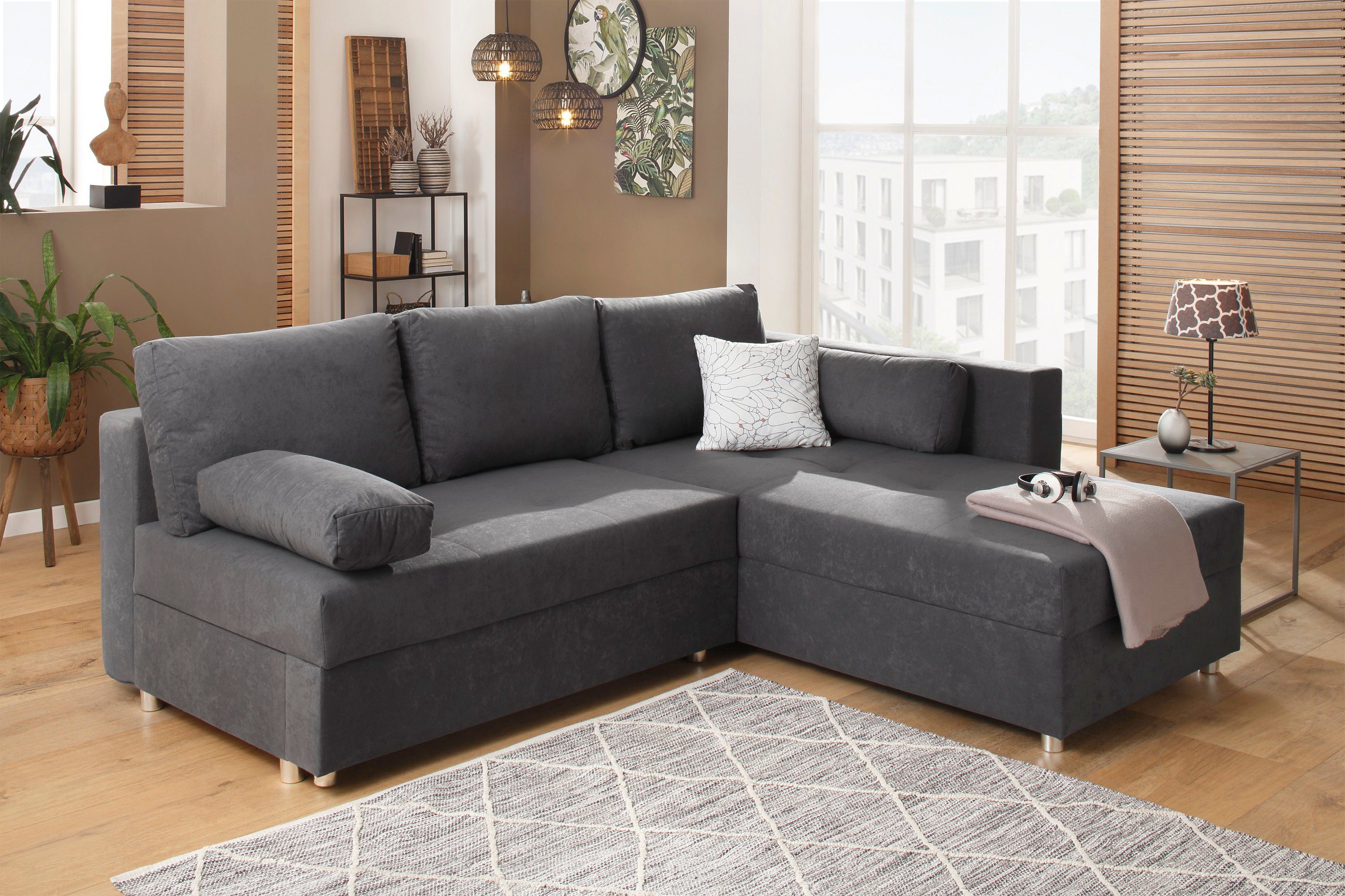 Home affaire Ecksofa Italia L-Form, mit Bettfunktion und Bettkasten, Federkern-Polsterung